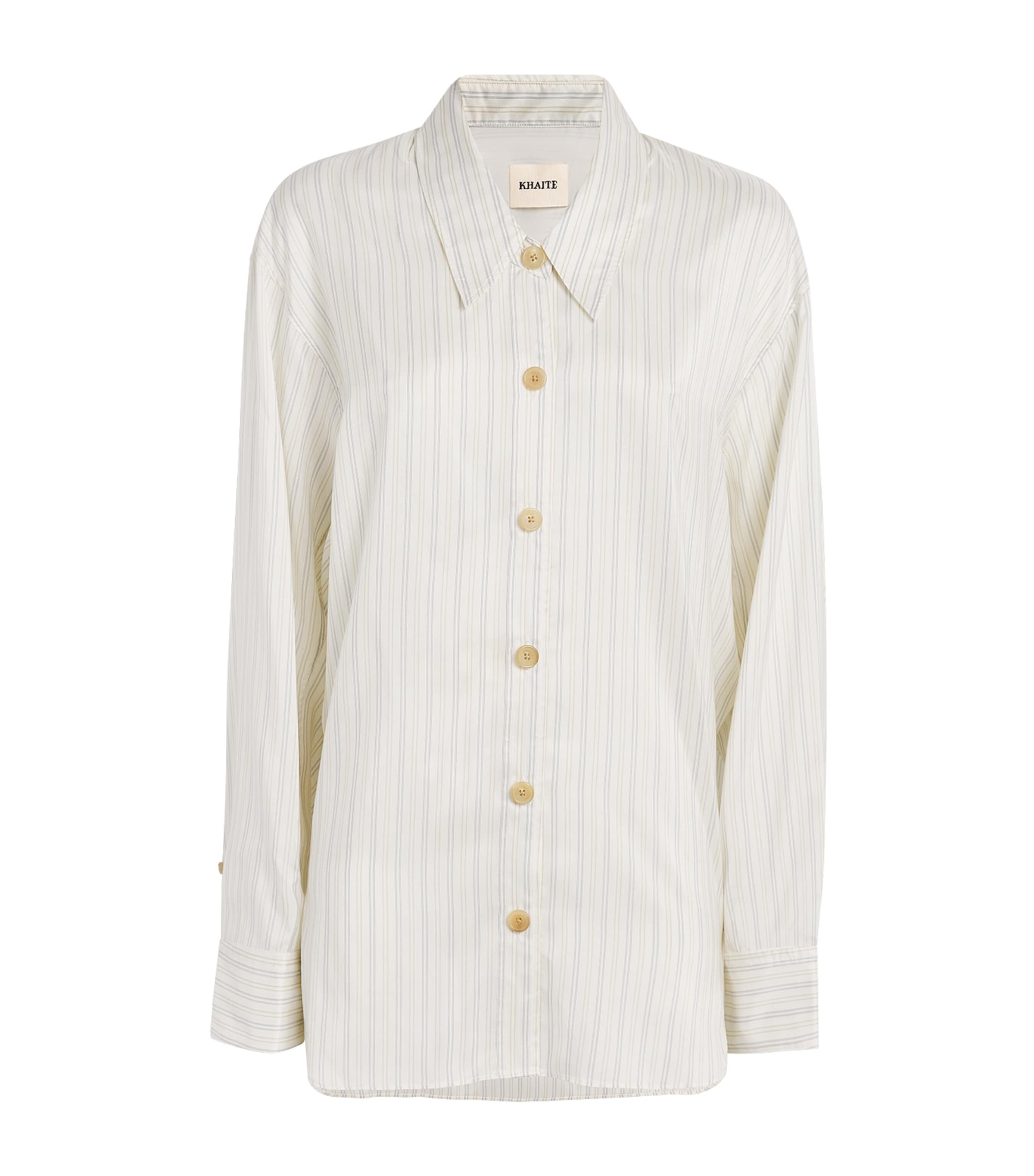 Khaite Ivory Silk Striped Herschel Shirt | Harrods AZ