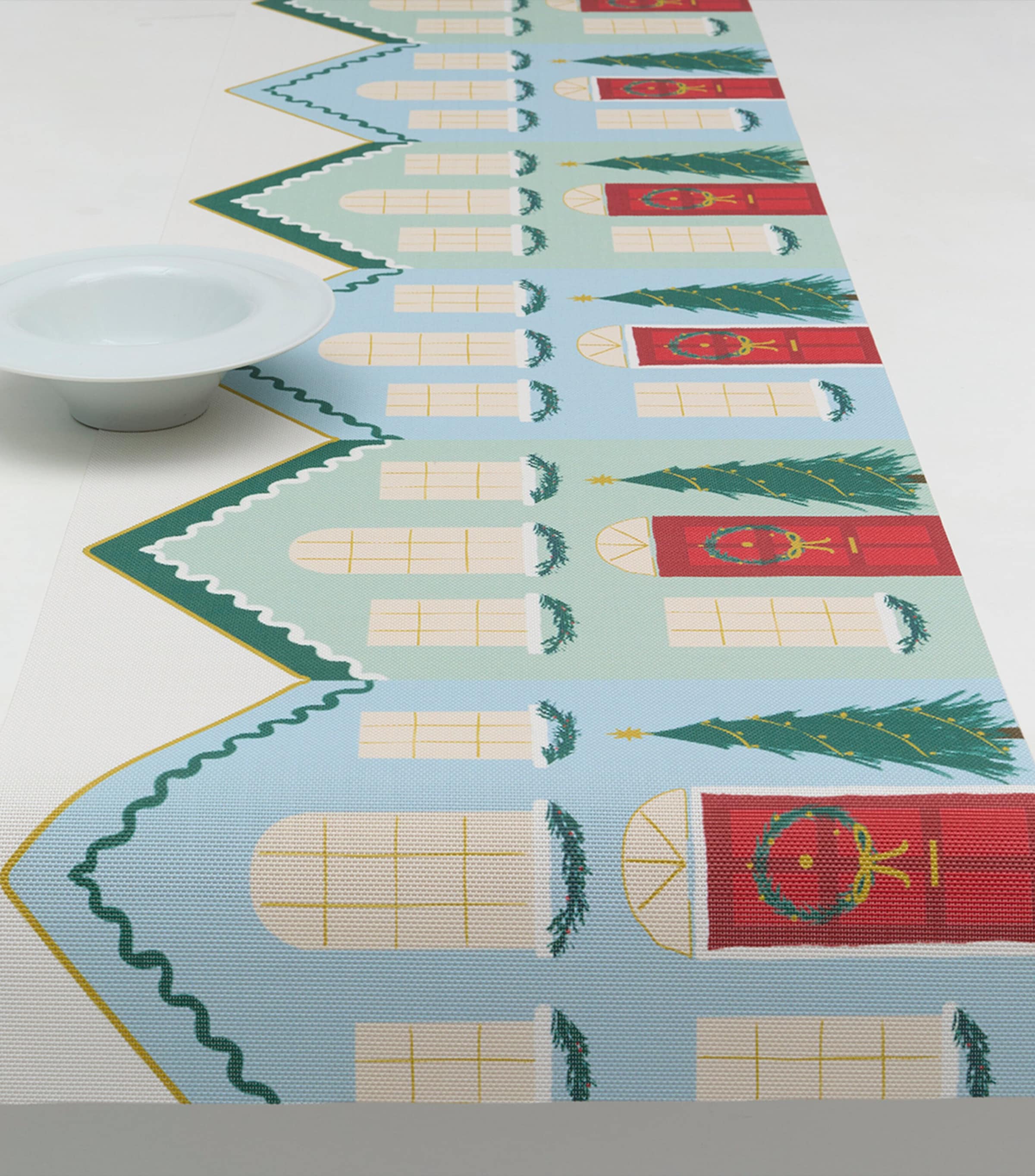 Chilewich X Meri Meri Festive Houses Table Runner In Multi