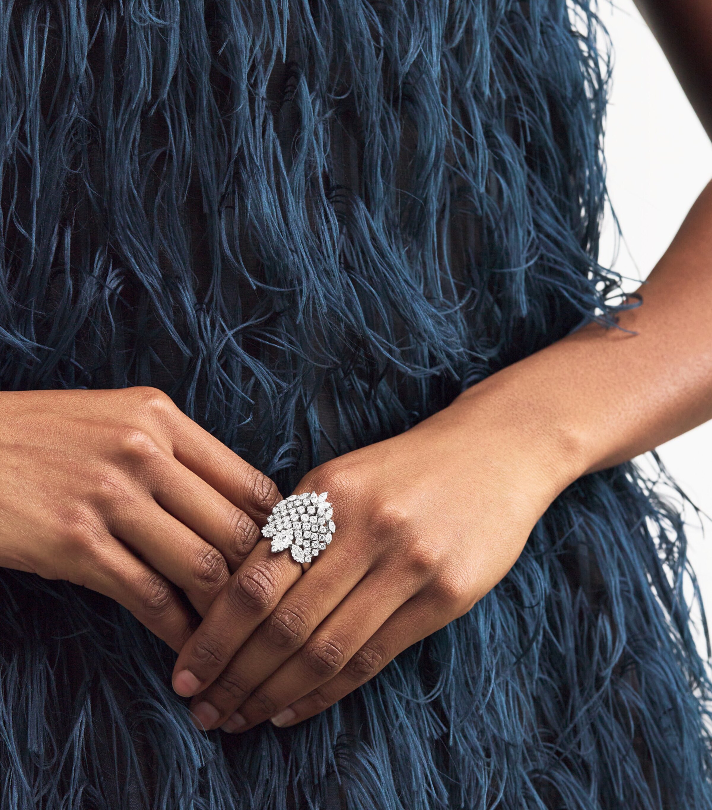 Yeprem White Gold and Diamond Cluster Ring White Gold Image 5