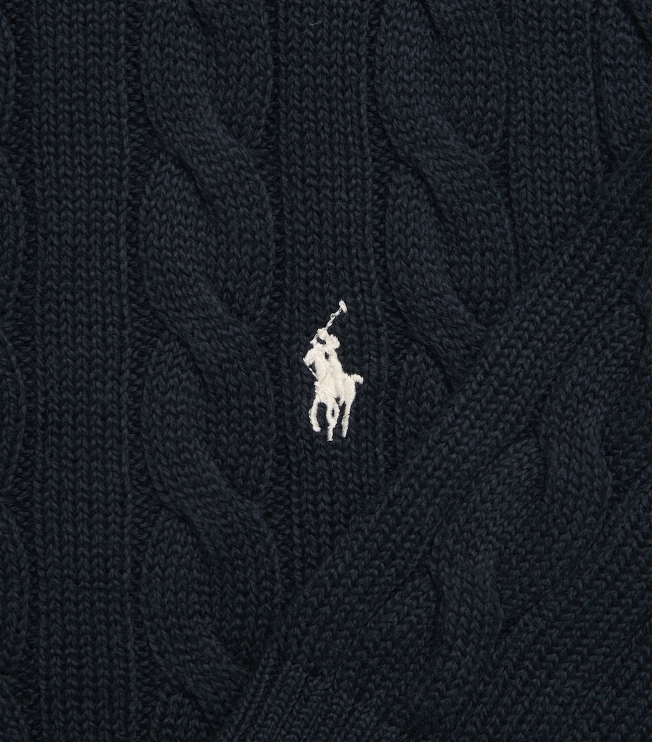 Polo Ralph Lauren Mens Cotton Cable-Knit Polo Pony Sweater Hnter Nvy Pp Image 6