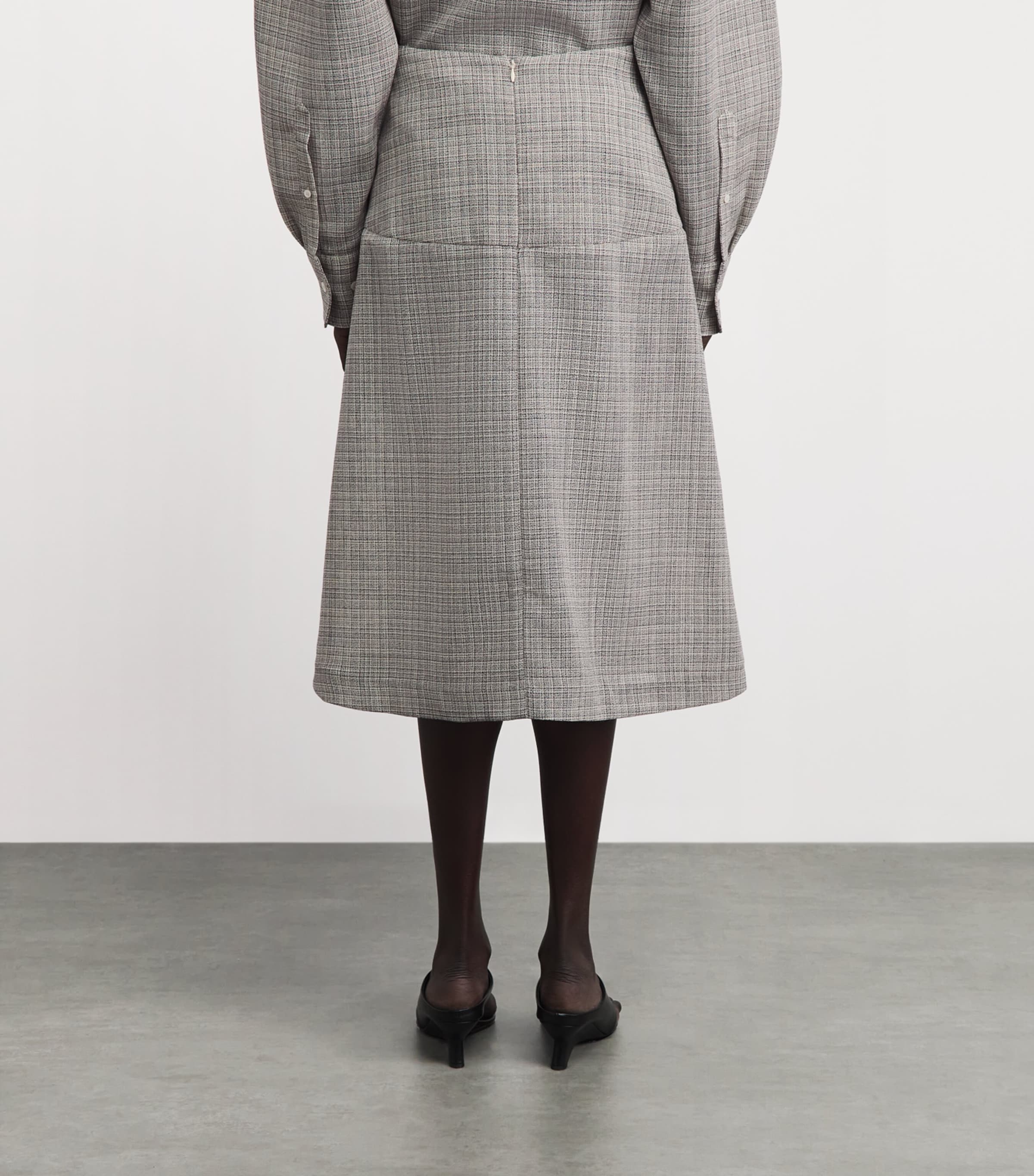 BITE Studios Womens Wool Pocket Midi Skirt Off White/navy Image 5