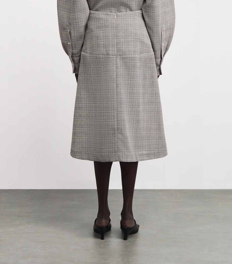 BITE Studios Womens Wool Pocket Midi Skirt Off White/navy Image 5