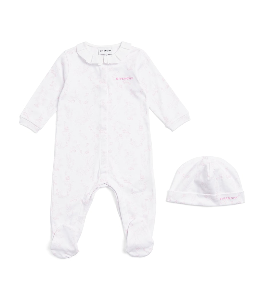 Givenchy Kids Organic Cotton All-In-One and Hat Set (6-18 Months) Pink Image 1