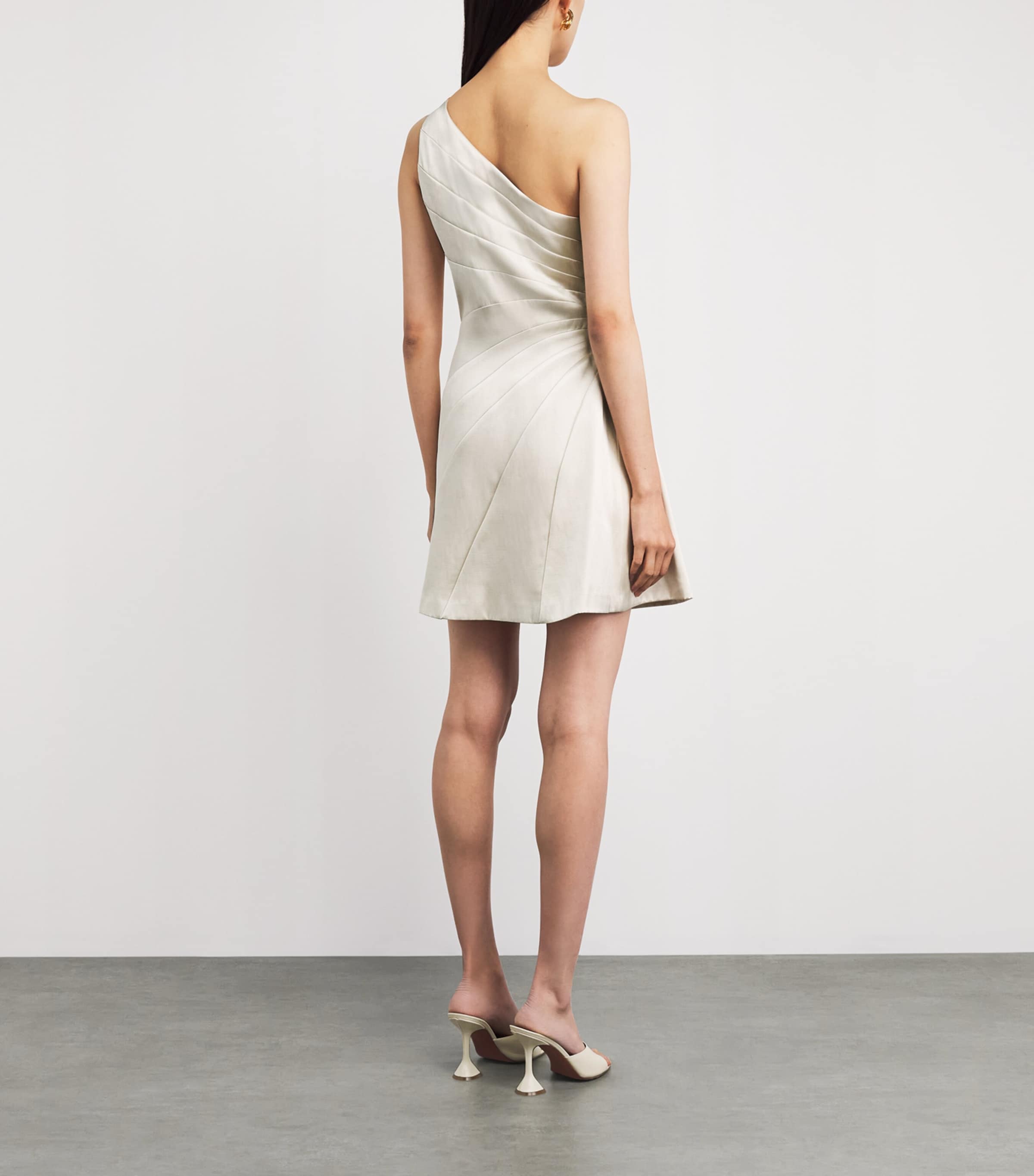 Sandro Paris Womens Satin Asymmetric Mini Dress Latte Image 4