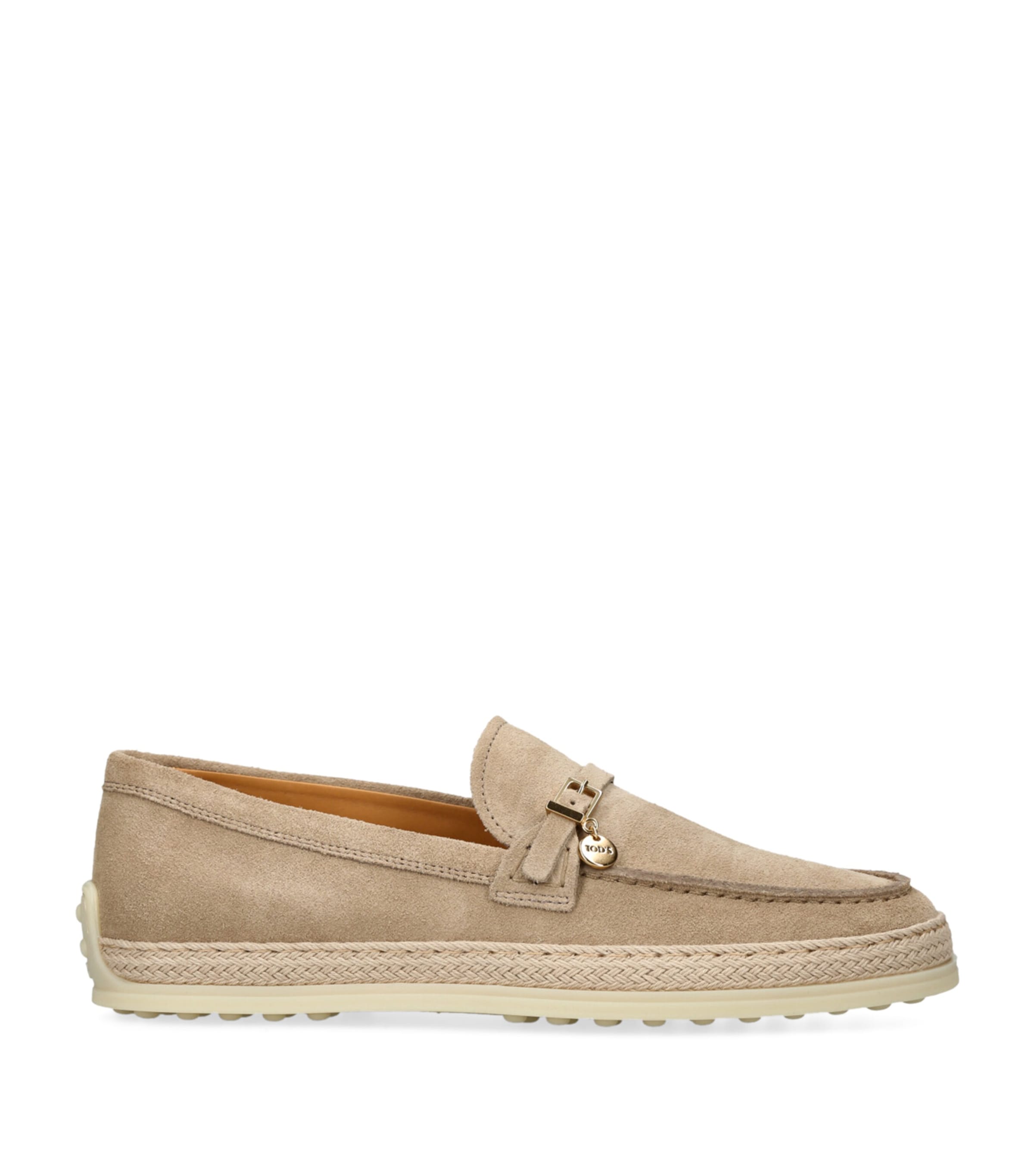 Tod's Braided Detail Suede Loafers With Golden Knot In Brown