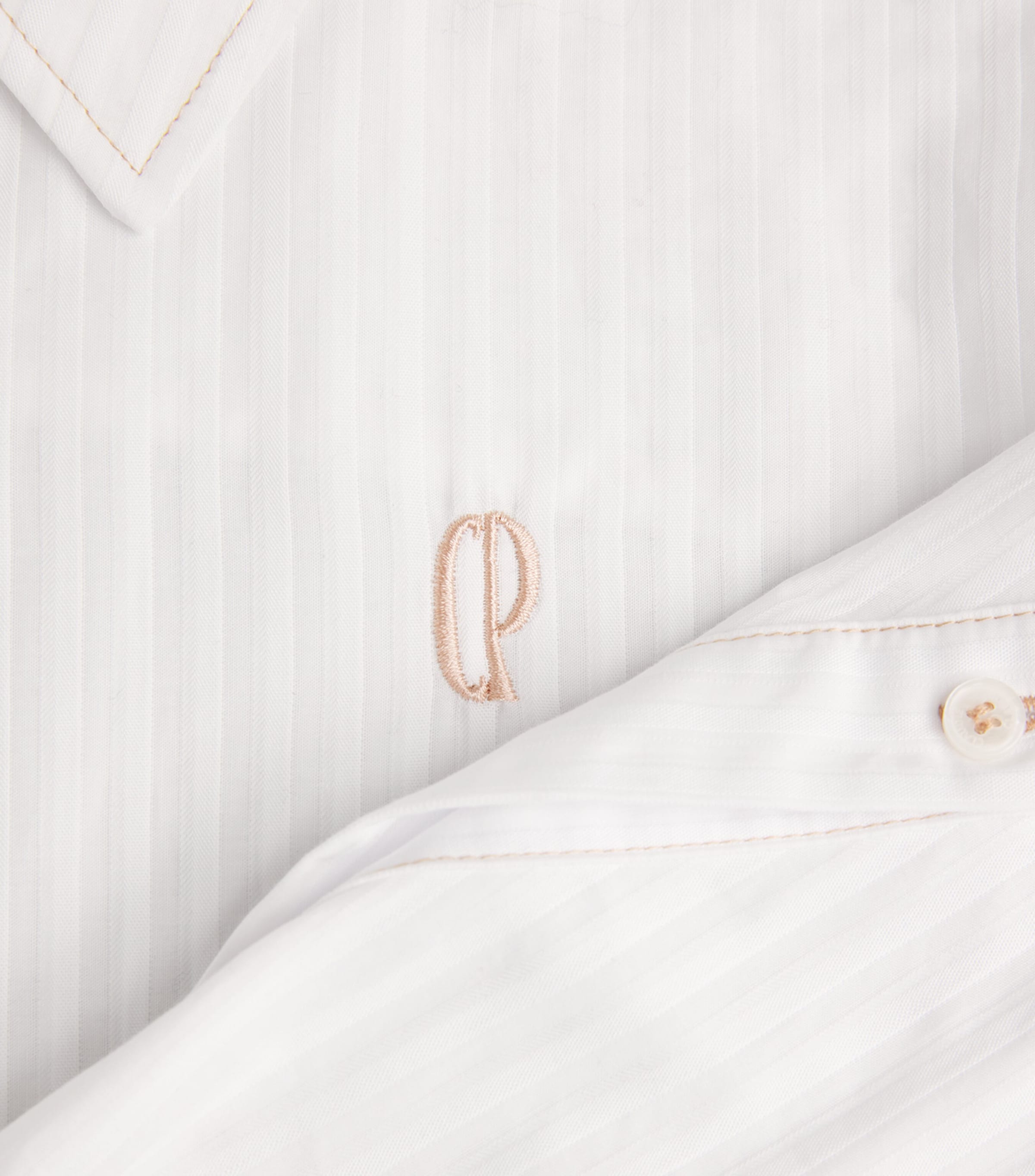 Cotton Stripe Logo Shirt ECRU Image 5