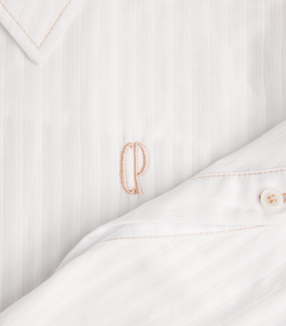 Cotton Stripe Logo Shirt ECRU Image 5