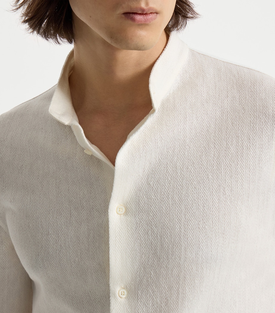 Linen-Cotton Chevron Shirt C2486 Image 6