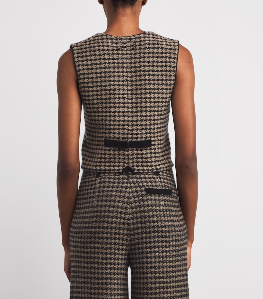 Cashmere Houndstooth Waistcoat BLACK/DUNE Image 4