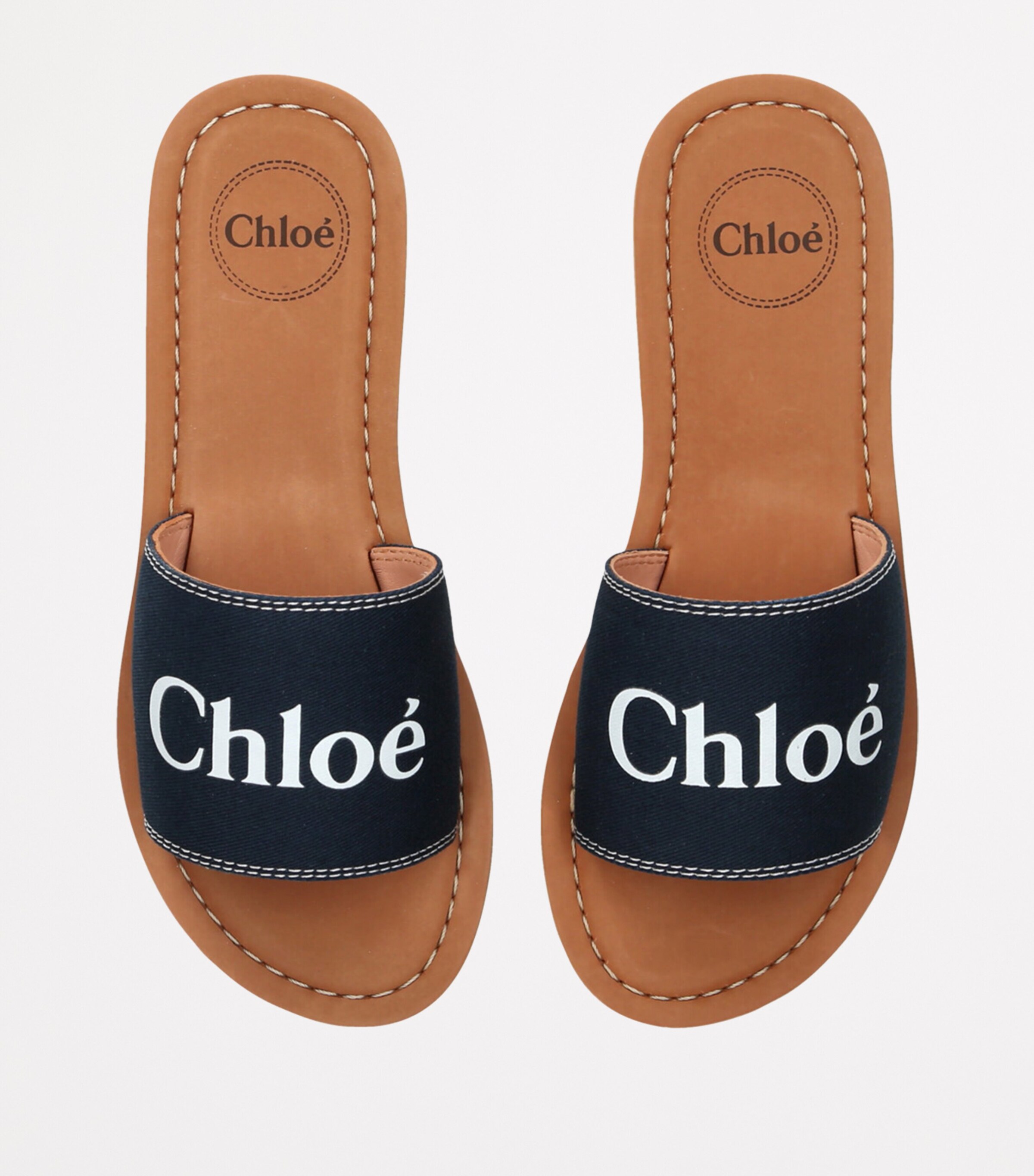 Chloé Kids Canvas Logo Slides Navy Image 4