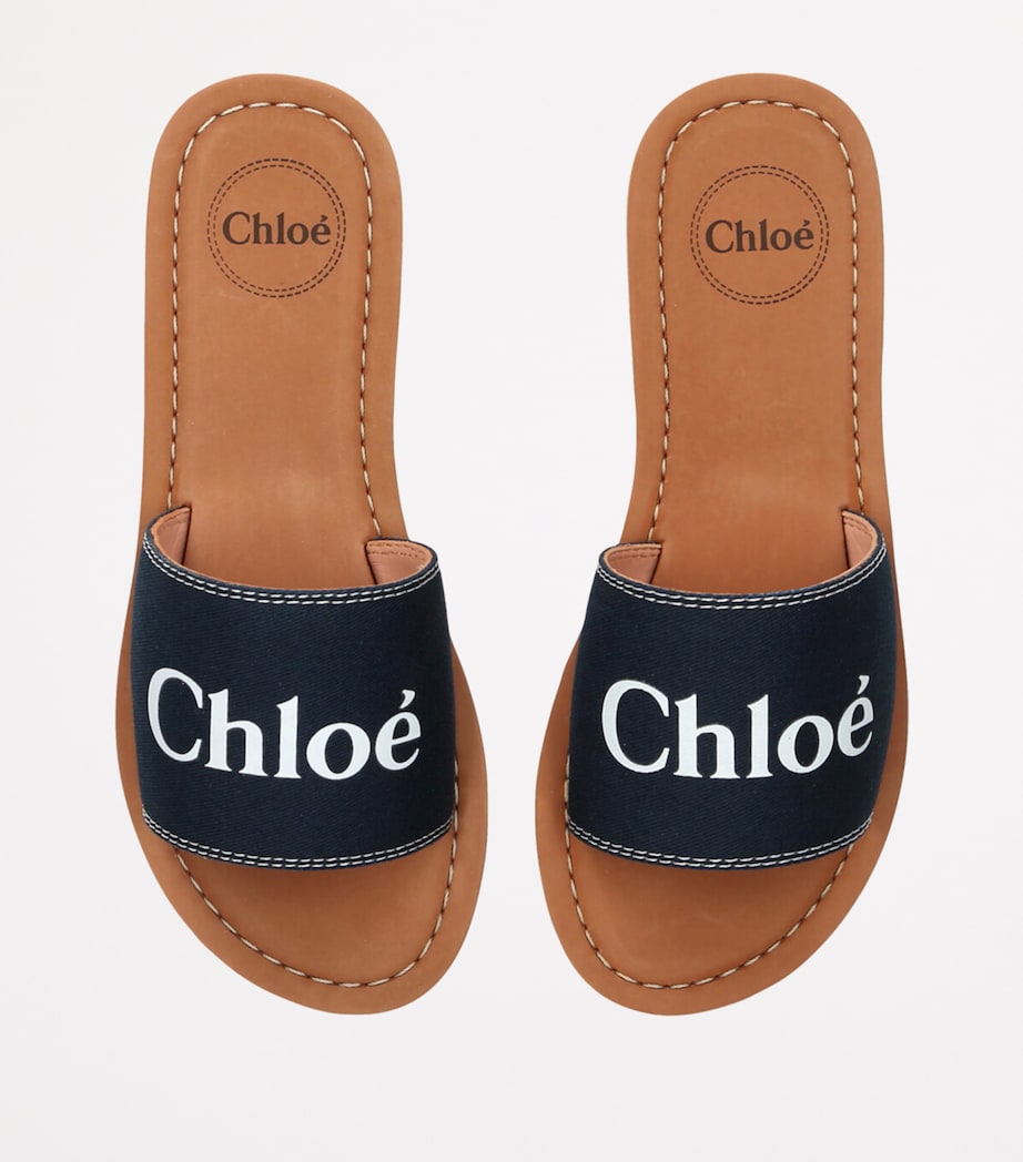 Chloé Kids Canvas Logo Slides Navy Image 4