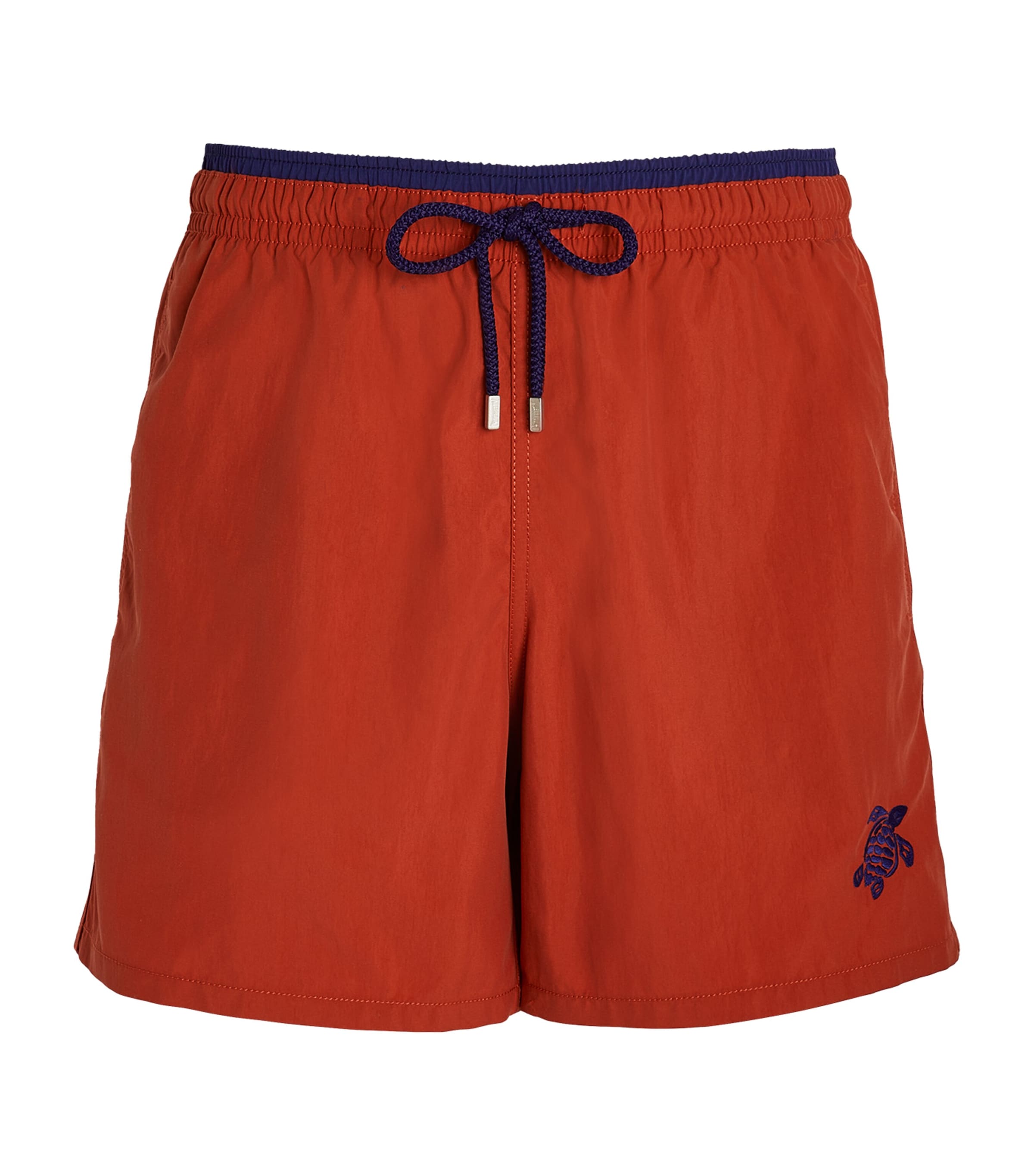 Vilebrequin Solid Bicolor Length Swim Trunks In Orange