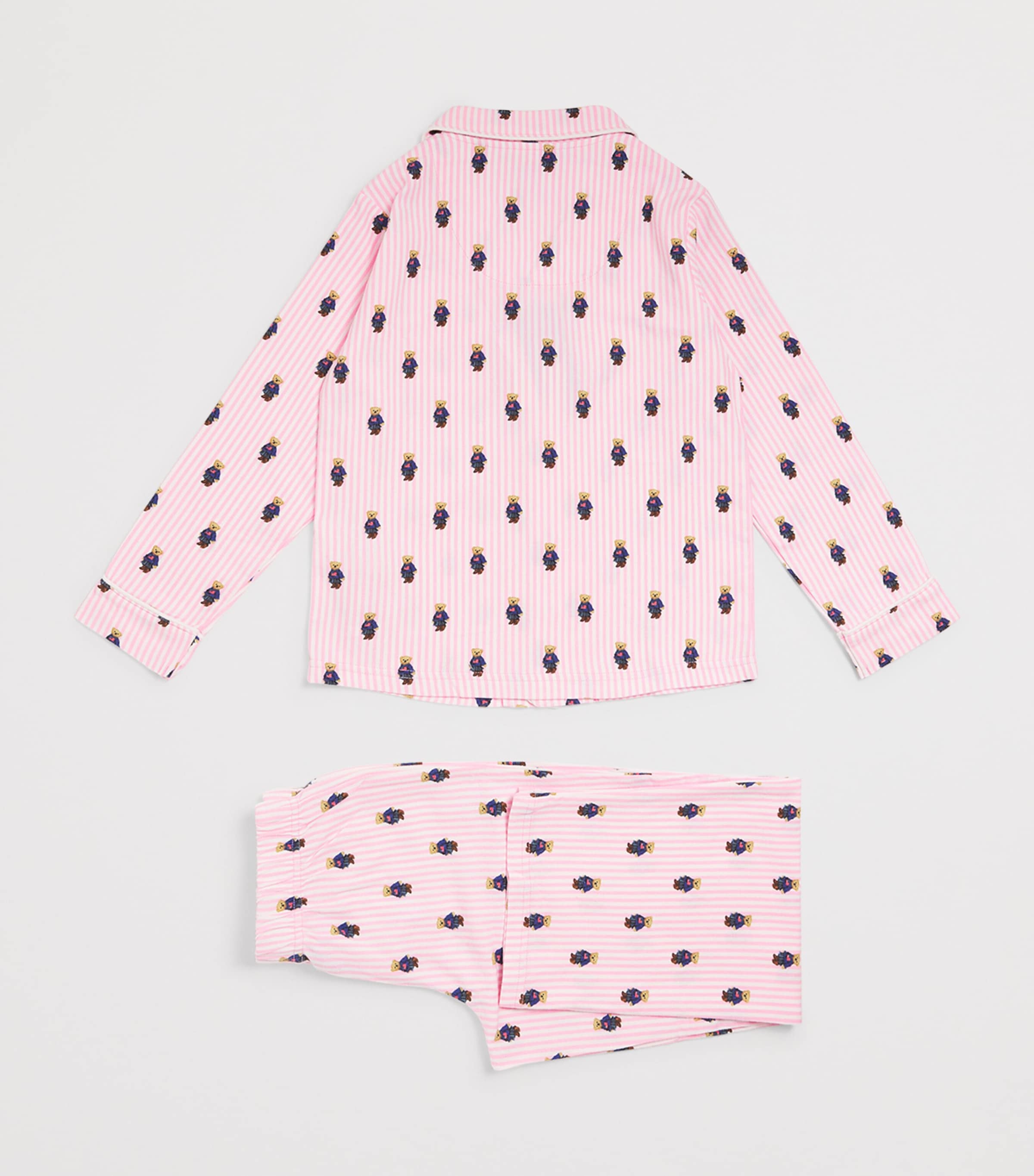 Cotton Polo Bear Pyjama Set (4-6 Years) W2QWHITE/CARMEL PINK Image 2