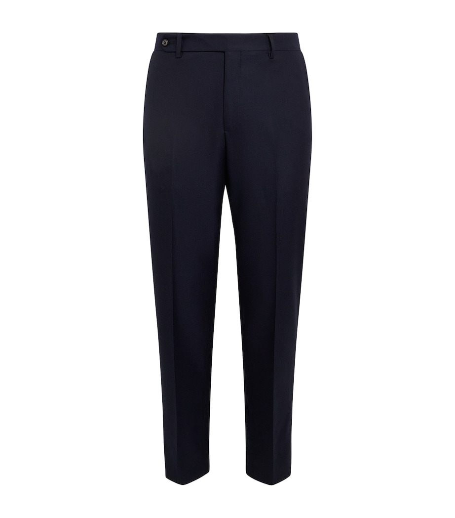 Corneliani Mens Virgin Wool Slim Trousers Dark Blue Image 1