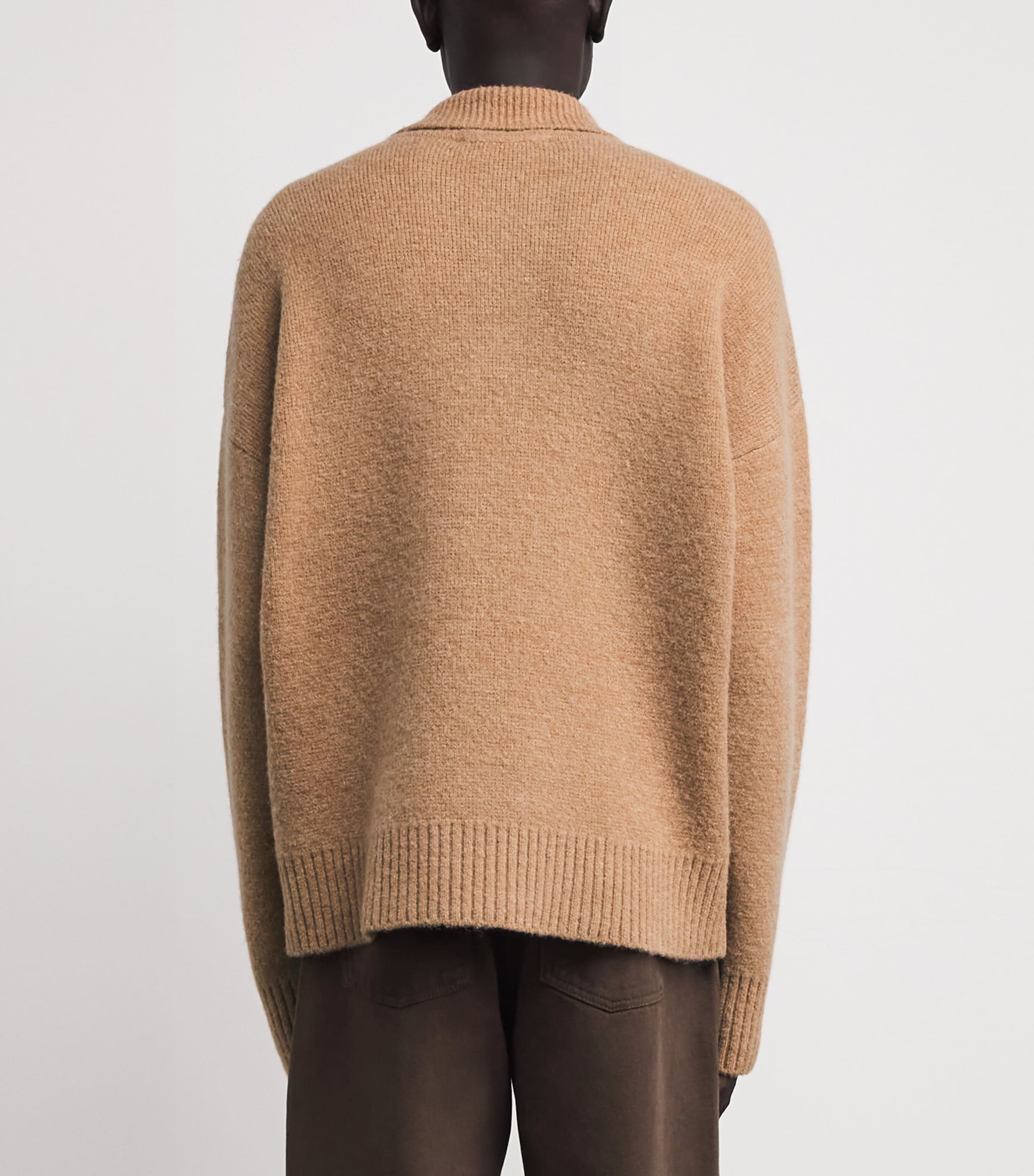 Alpaca-Blend Ami de Coeur Polo Sweater 287 - CAMEL/ECRU Image 4