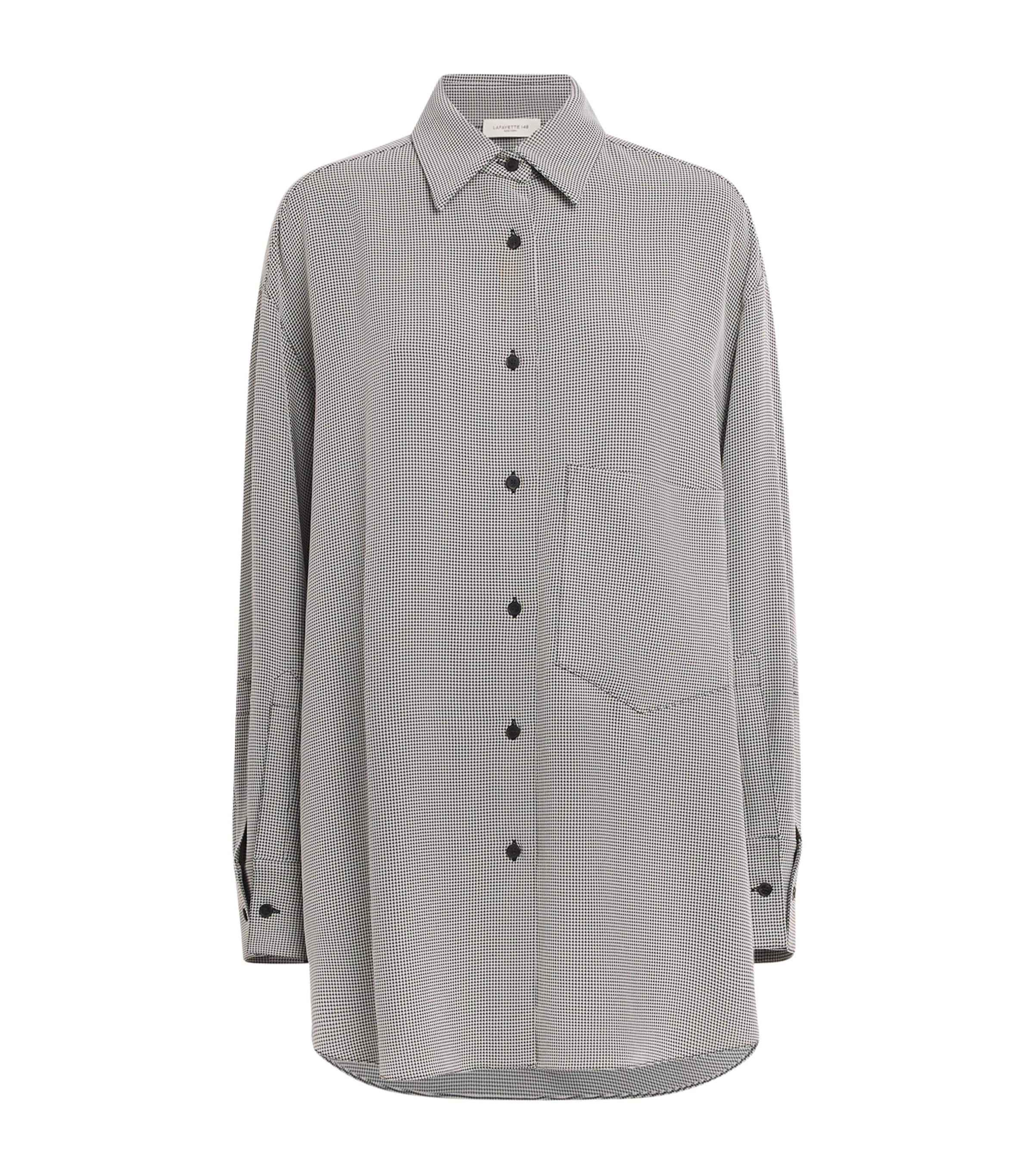 Lafayette 148 Oversized Houndstooth Shirt In Gray