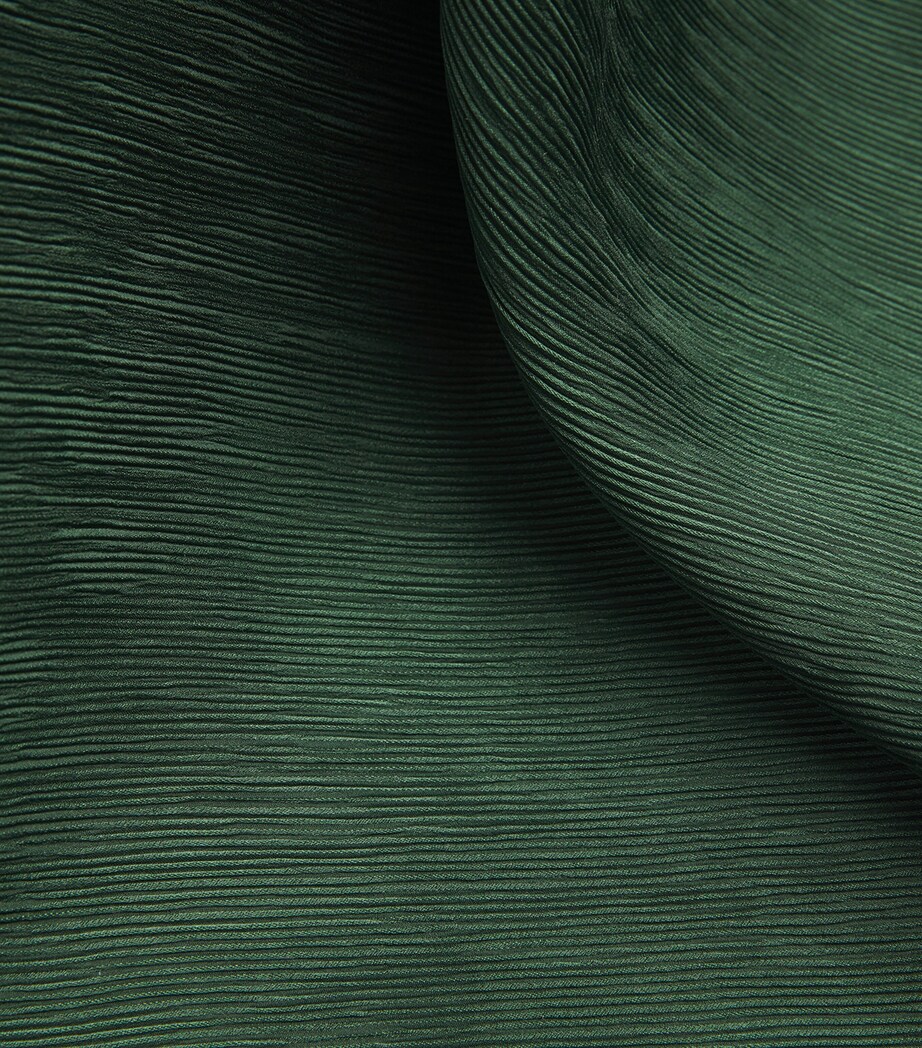 Silk Plissé Scoop-Neck Dress EMERALD Image 5