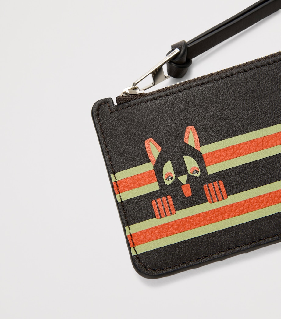 x Louis Wain Leather Futurist Cat Card Holder DARK TAUPE/ORANGE Image 4