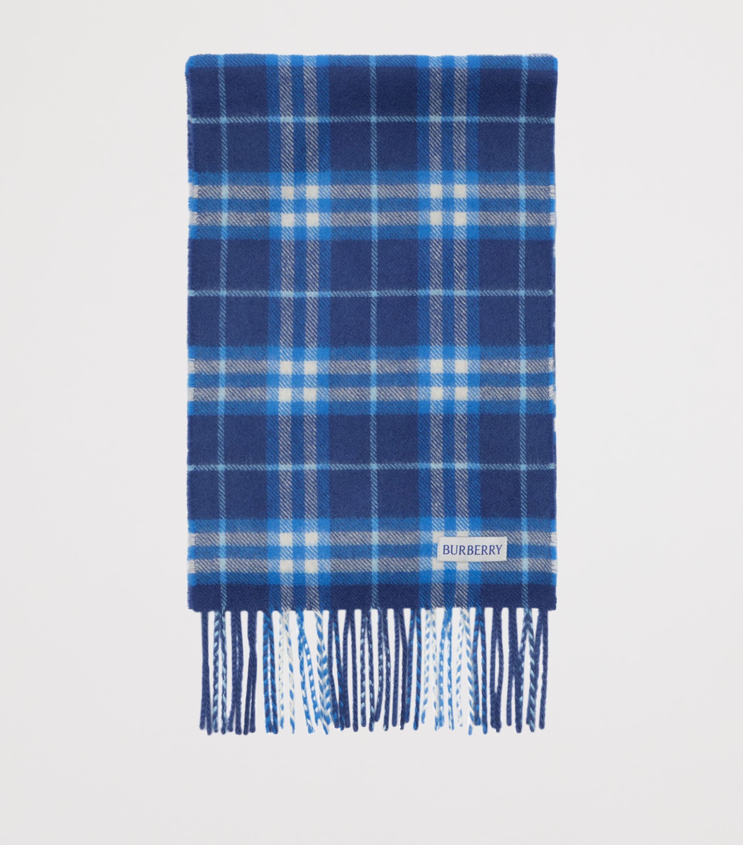Burberry Kids Cashmere Check Scarf Torrent Blue Image 2