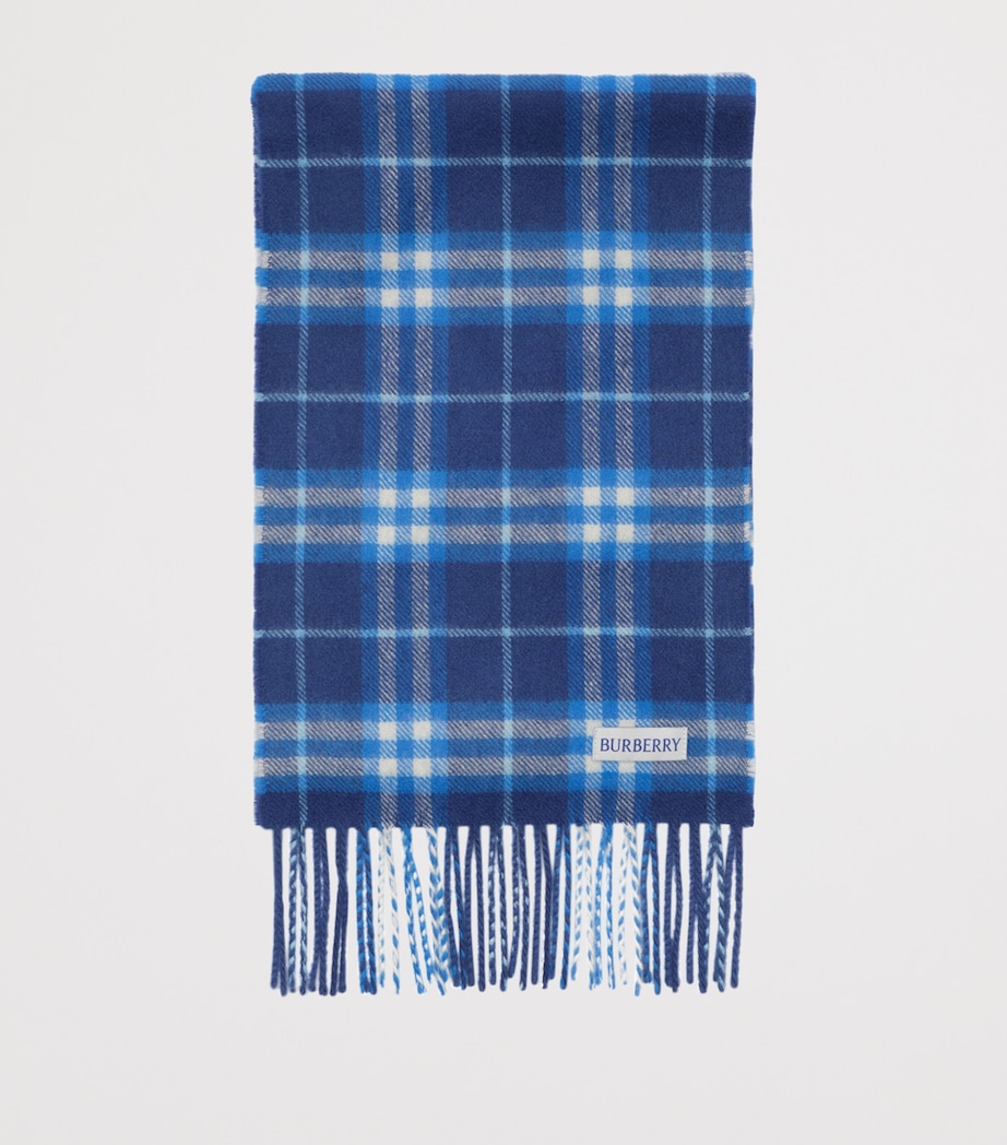 Burberry Kids Cashmere Check Scarf Torrent Blue Image 2