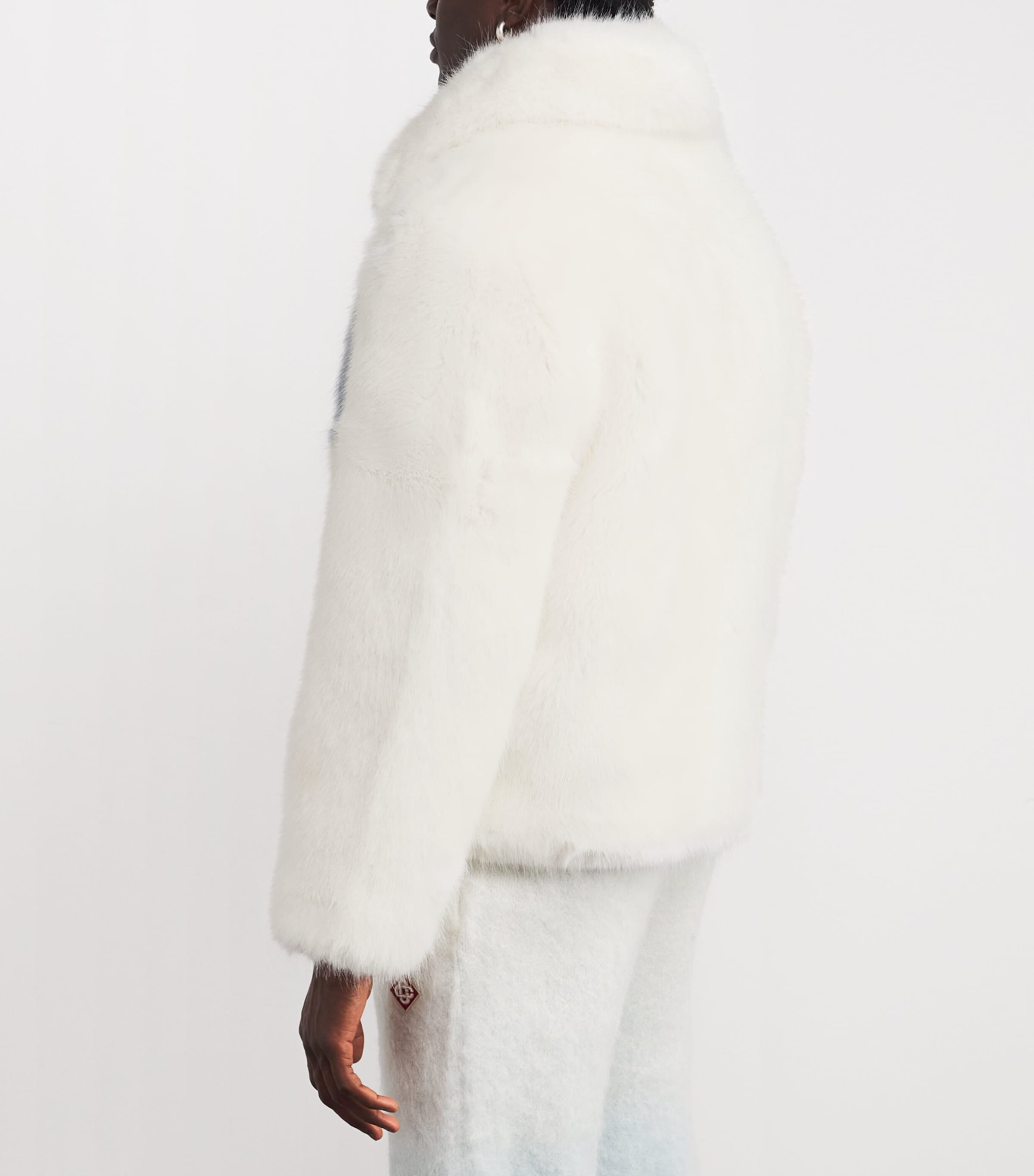 Faux Fur Contrast Coat WHITE Image 5