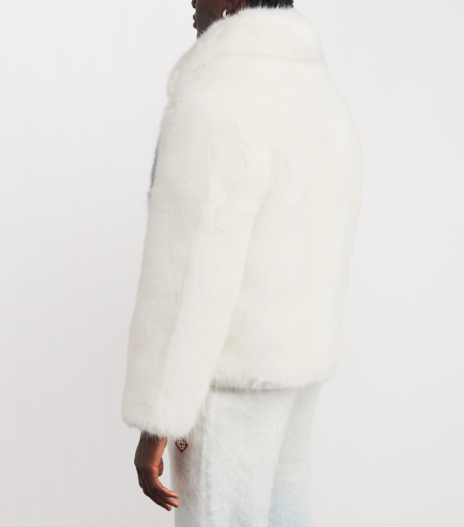 Faux Fur Contrast Coat WHITE Image 5