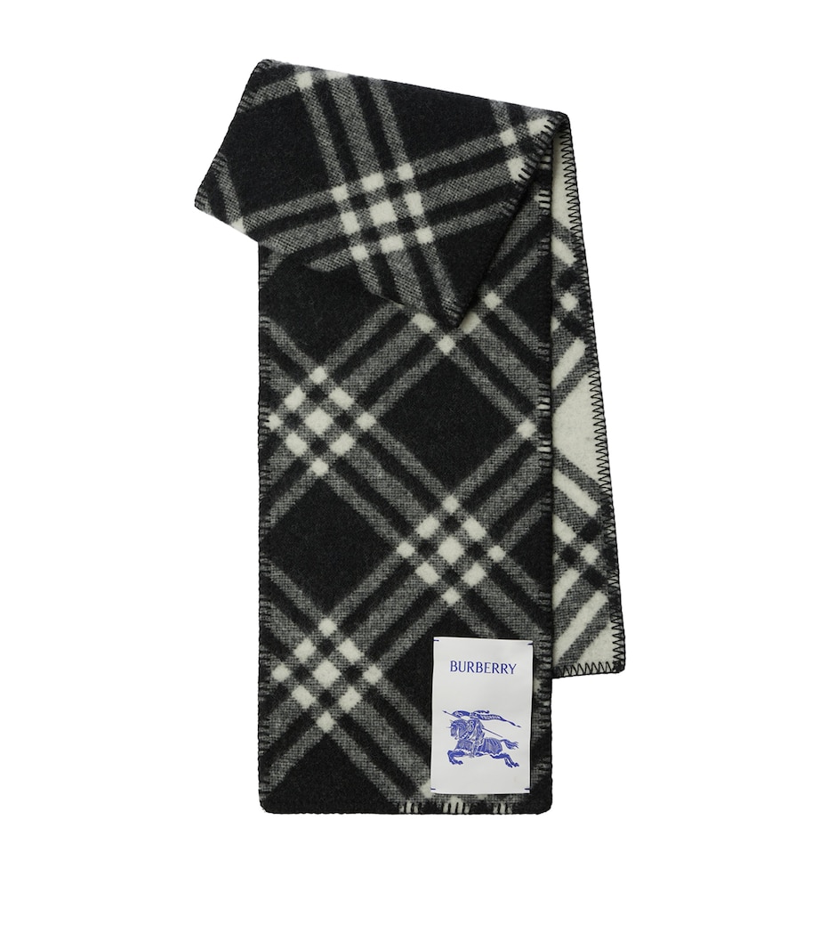Wool Check Scarf BLACK Image 1