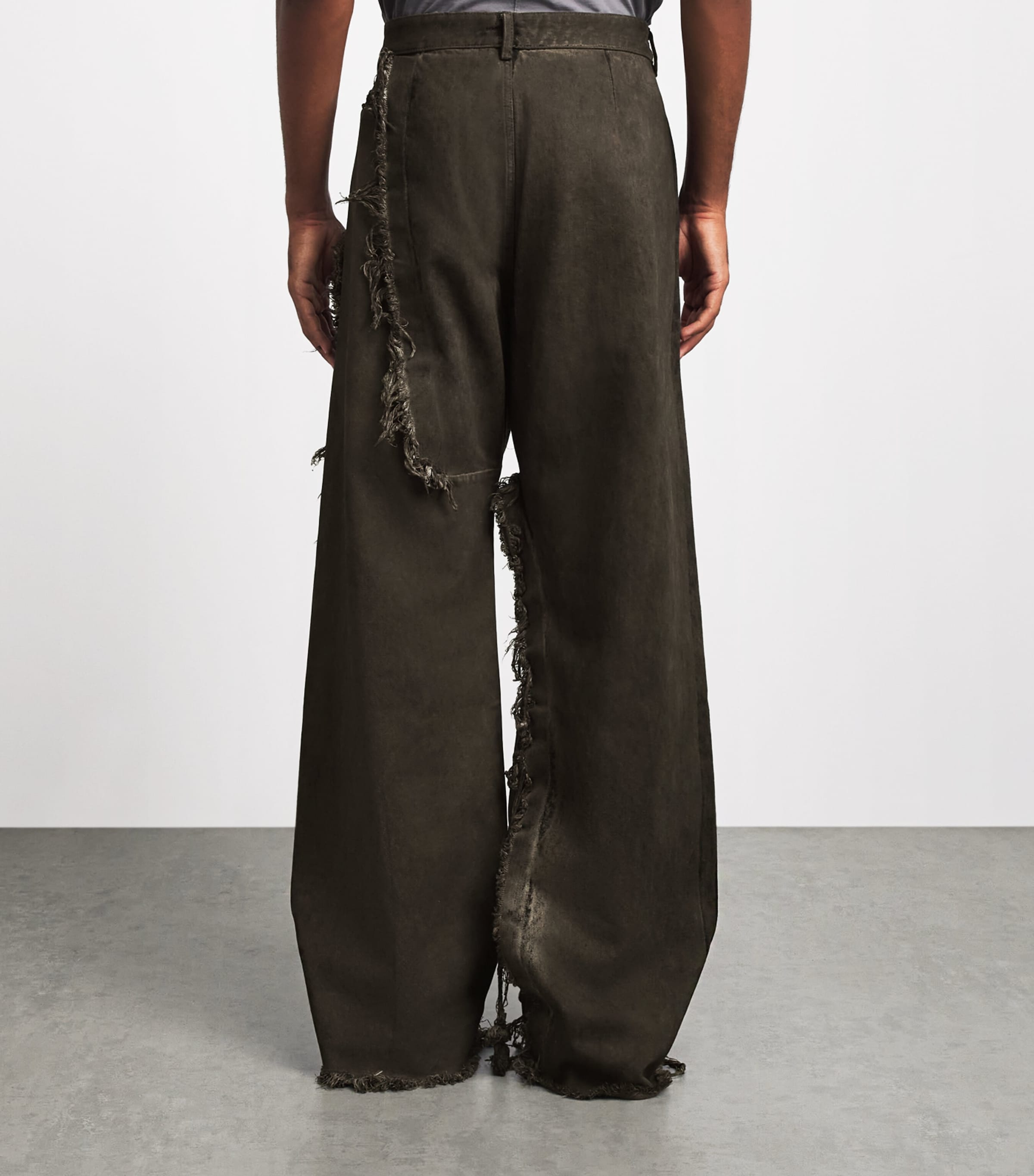 Rick Owens Mens Wide-Leg Geth Jeans Dust Combo Image 5