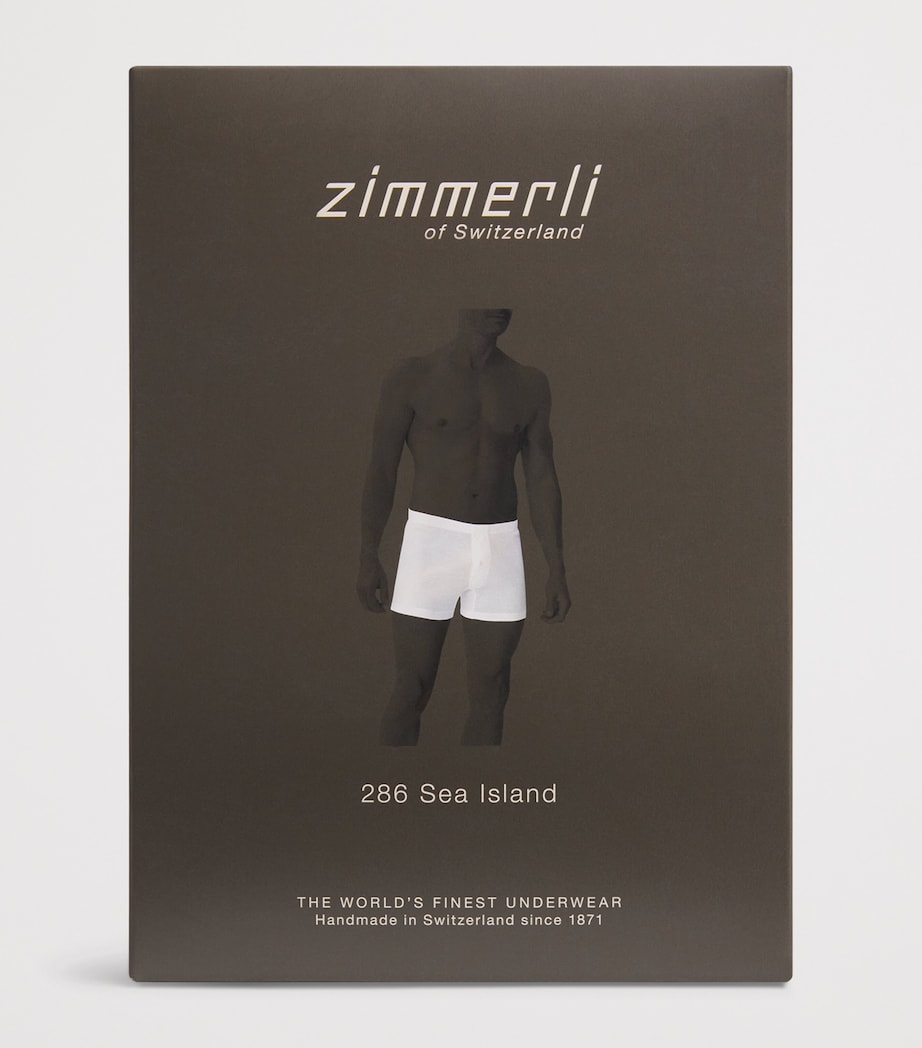 Zimmerli Mens Sea Island Cotton Boxer Shorts Blue Horizon Image 4