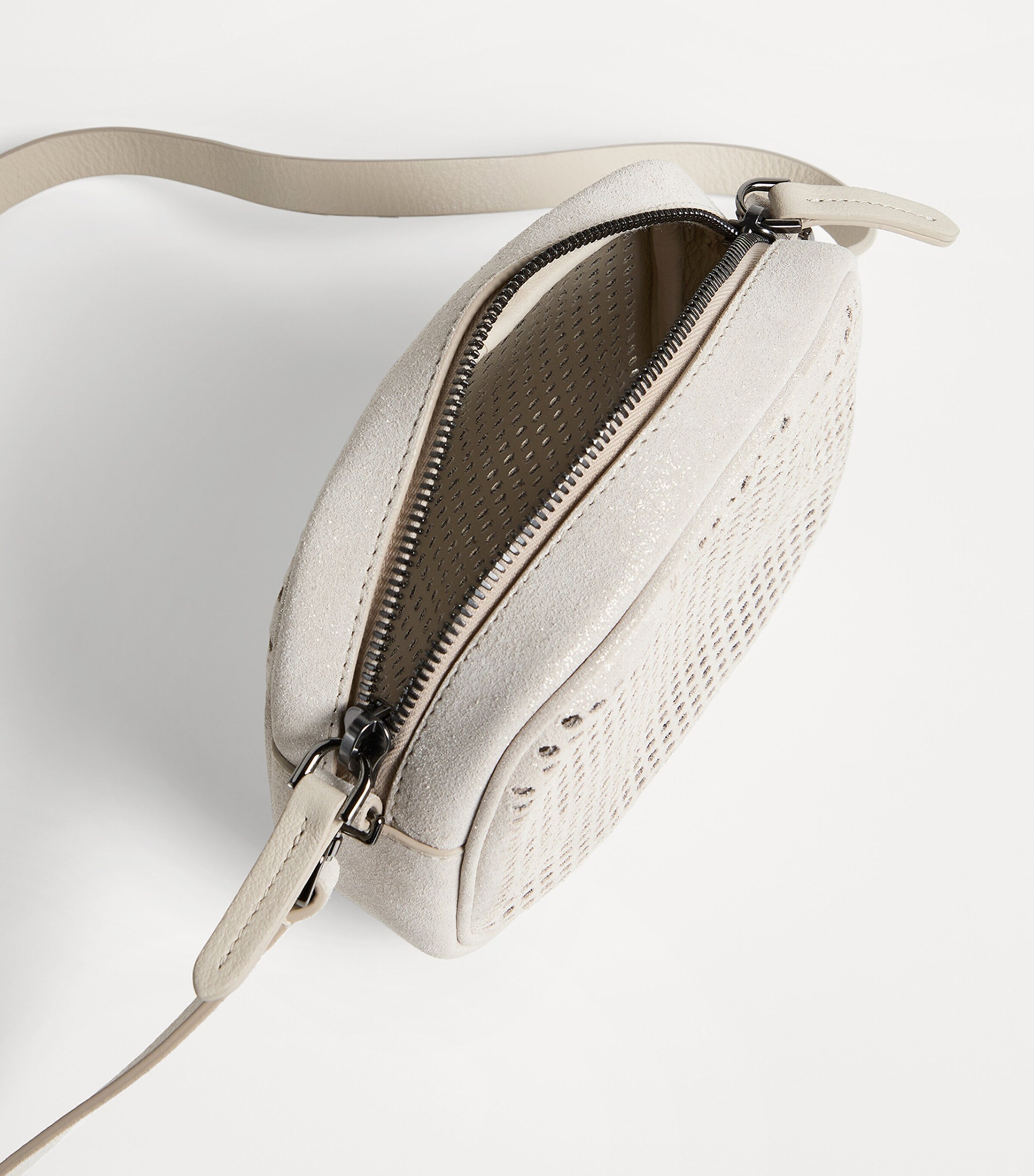 Brunello Cucinelli Kids Suede Laser Cut-Out Cross-Body Bag Image 3