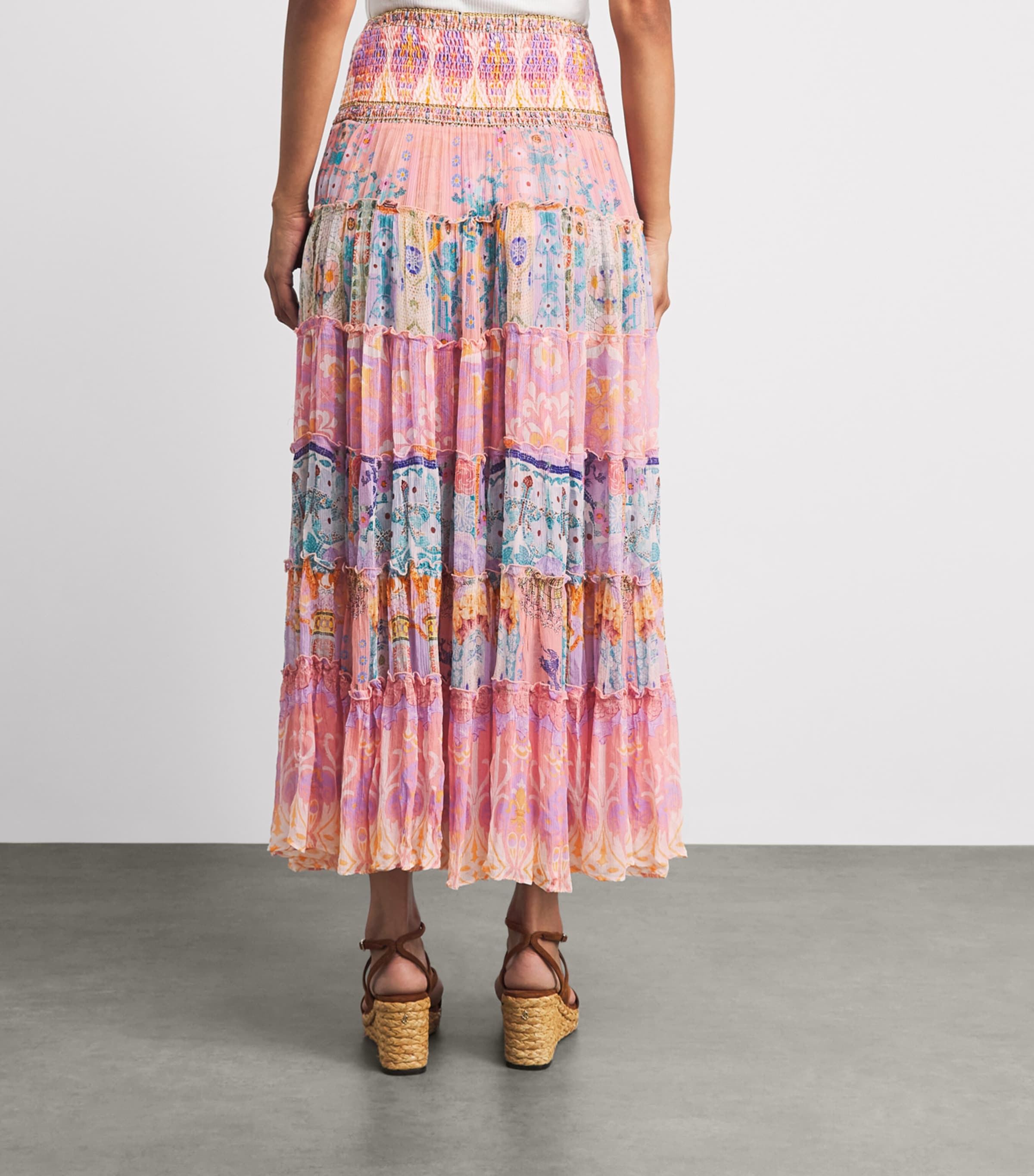 Camilla Womens Silk Tiered Maxi Skirt Howdy Gaudi Image 5