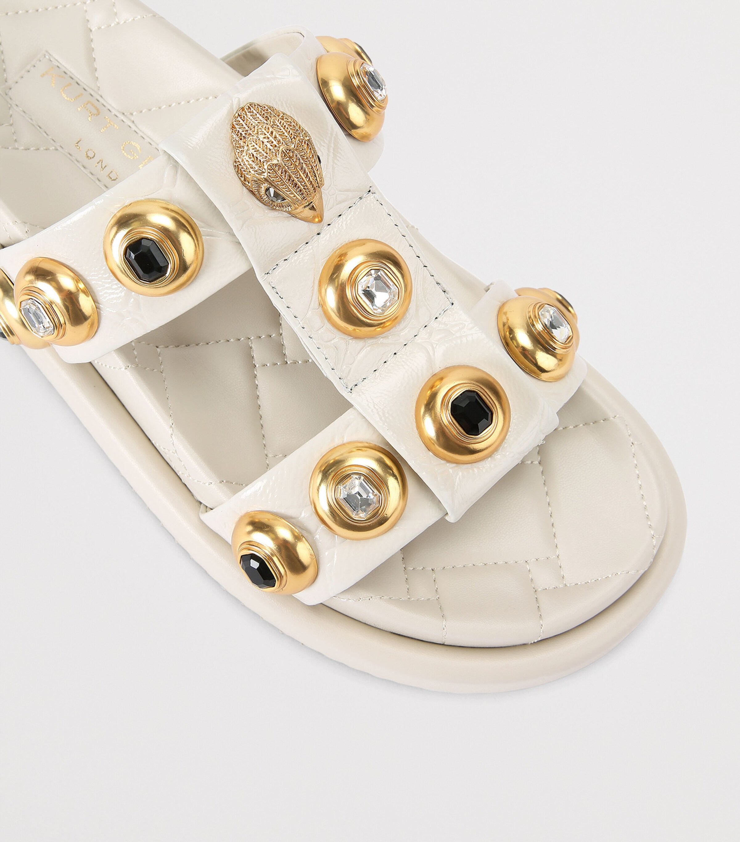 Kurt Geiger London Leather Croc-Embossed Orson Sandals Bone Image 3