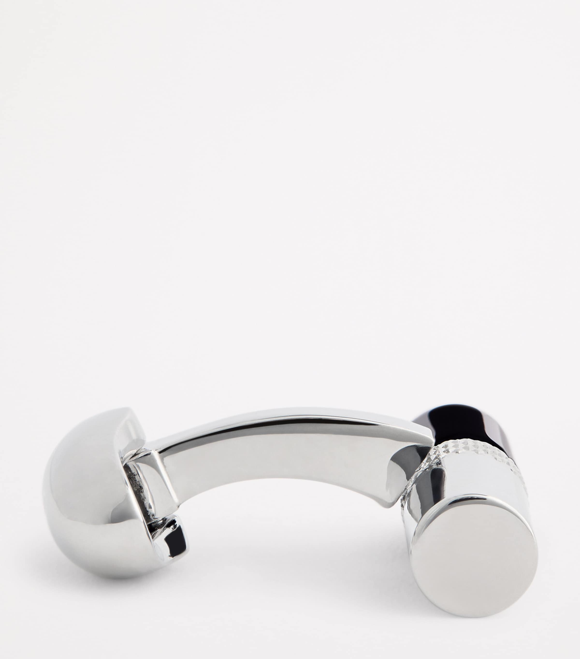 Babette Wasserman Rhodium-Plated Stone Bar Cufflinks Silver Image 4