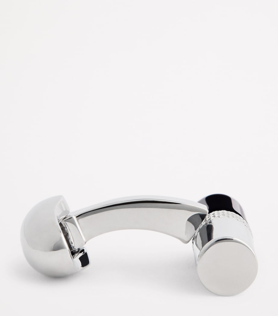 Rhodium-Plated Stone Bar Cufflinks SILVER Image 4