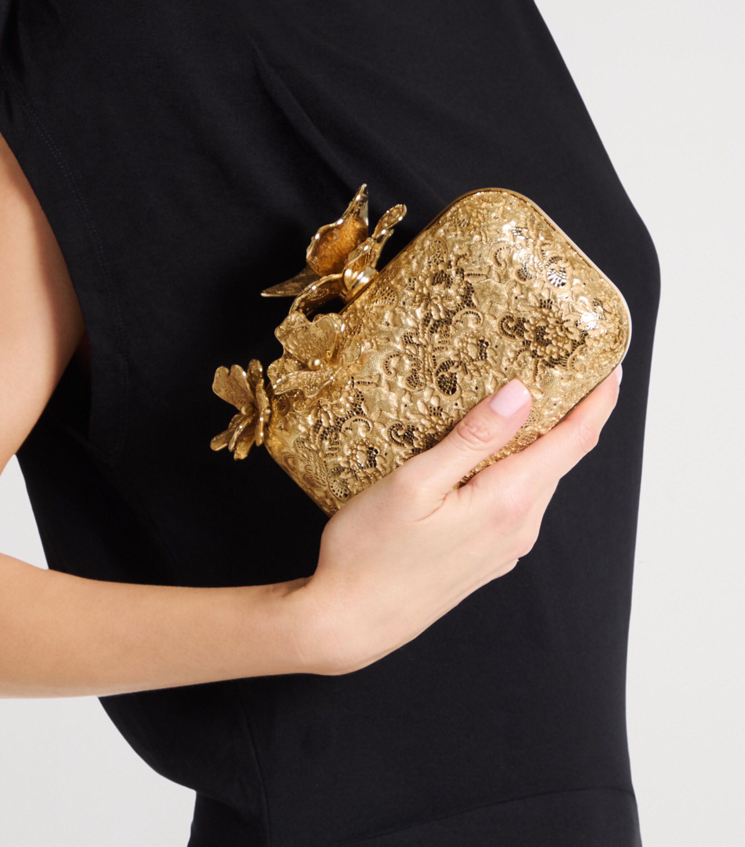 Jimmy Choo Cloud Metal Lace Clutch Bag Gold Image 2
