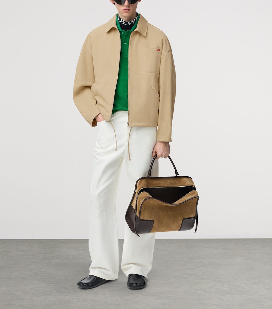 LOEWE Mens Canvas Zip-Up Jacket Beige Image 2