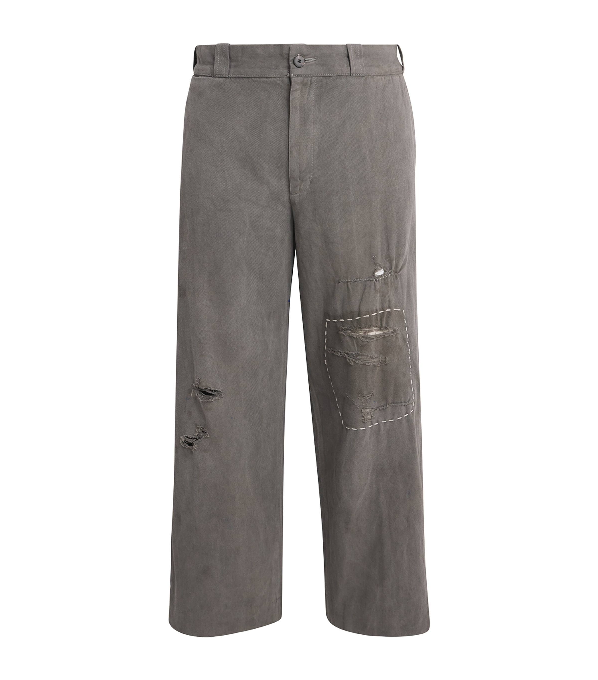 Cotton-Linen Soso’s Repaired Trousers LIGHT GRAY Image 1