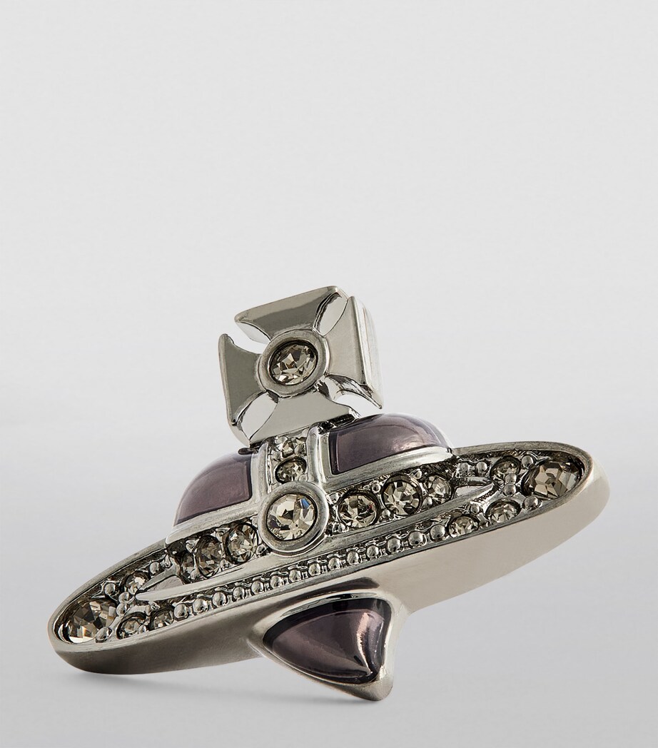 Diamante Heart Single Stud Earring S322 RUTHENIUM/PLTNM Image 6