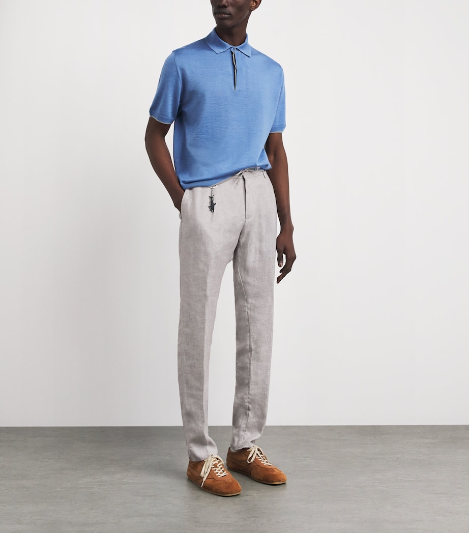 Paul & Shark Mens Linen Chino Trousers Medium Grey Image 2