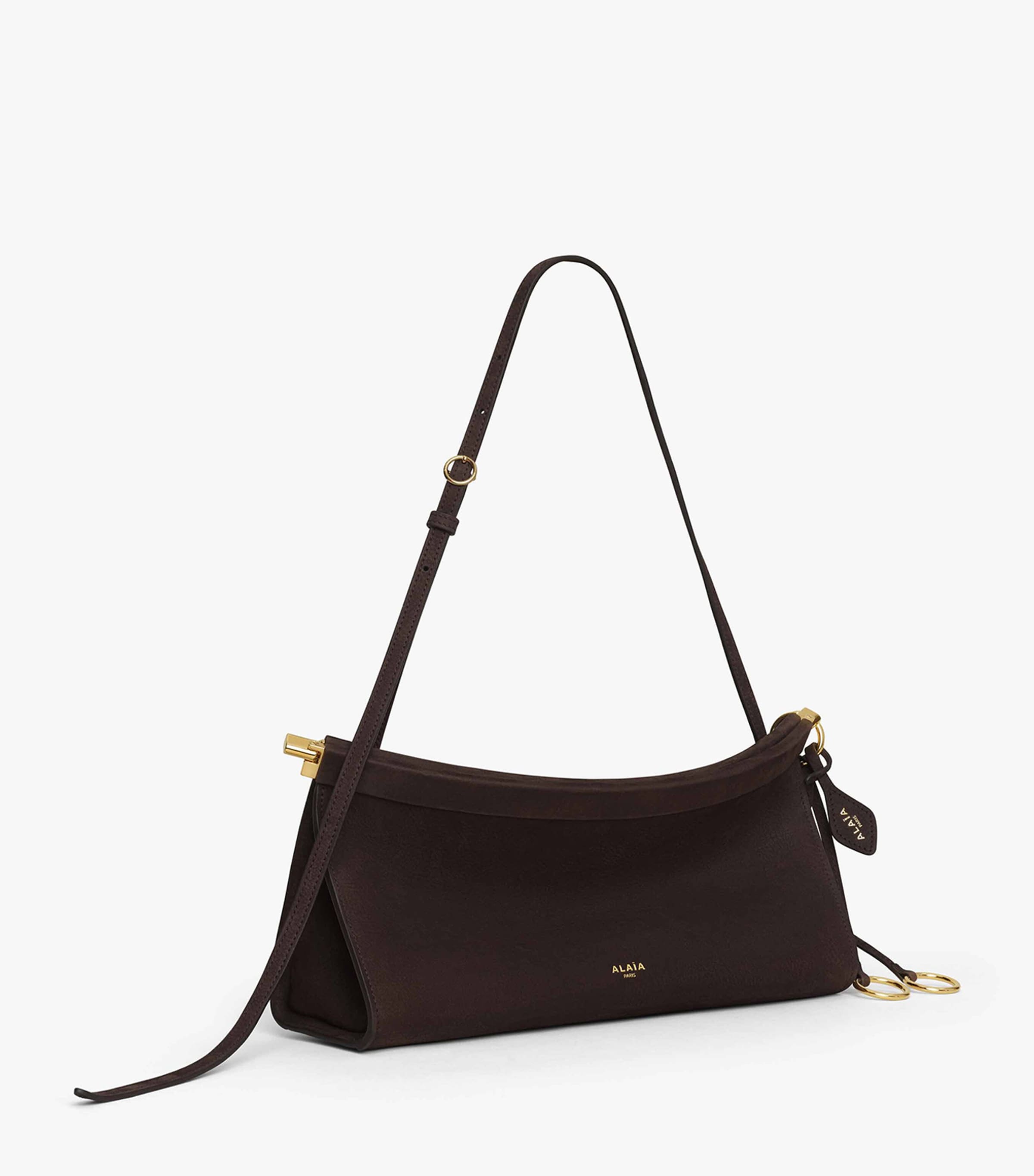 Medium Leather Le Click East West Shoulder Bag BRUN FONCE Image 3