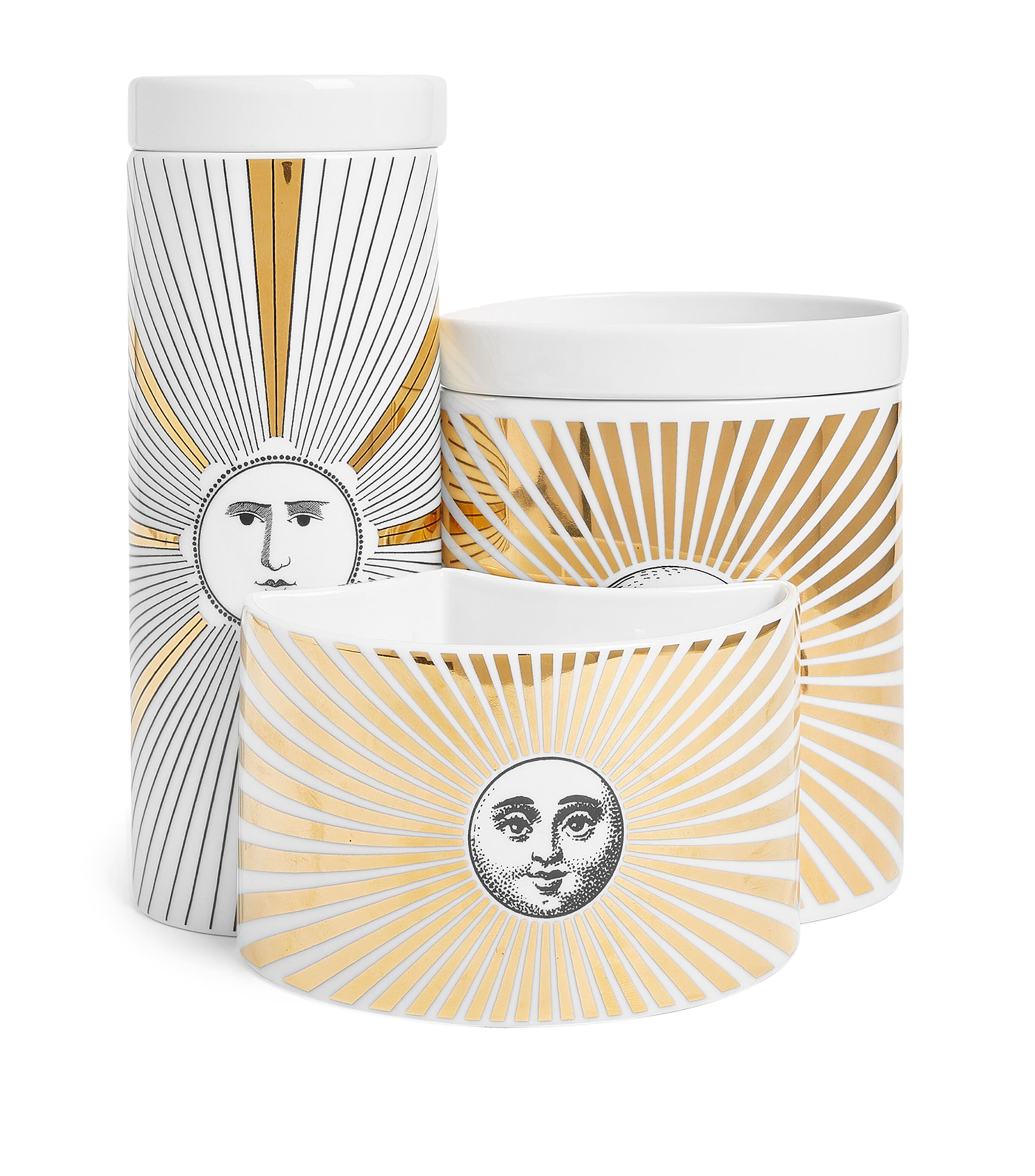 Fornasetti Set Of 3 Soli Candles