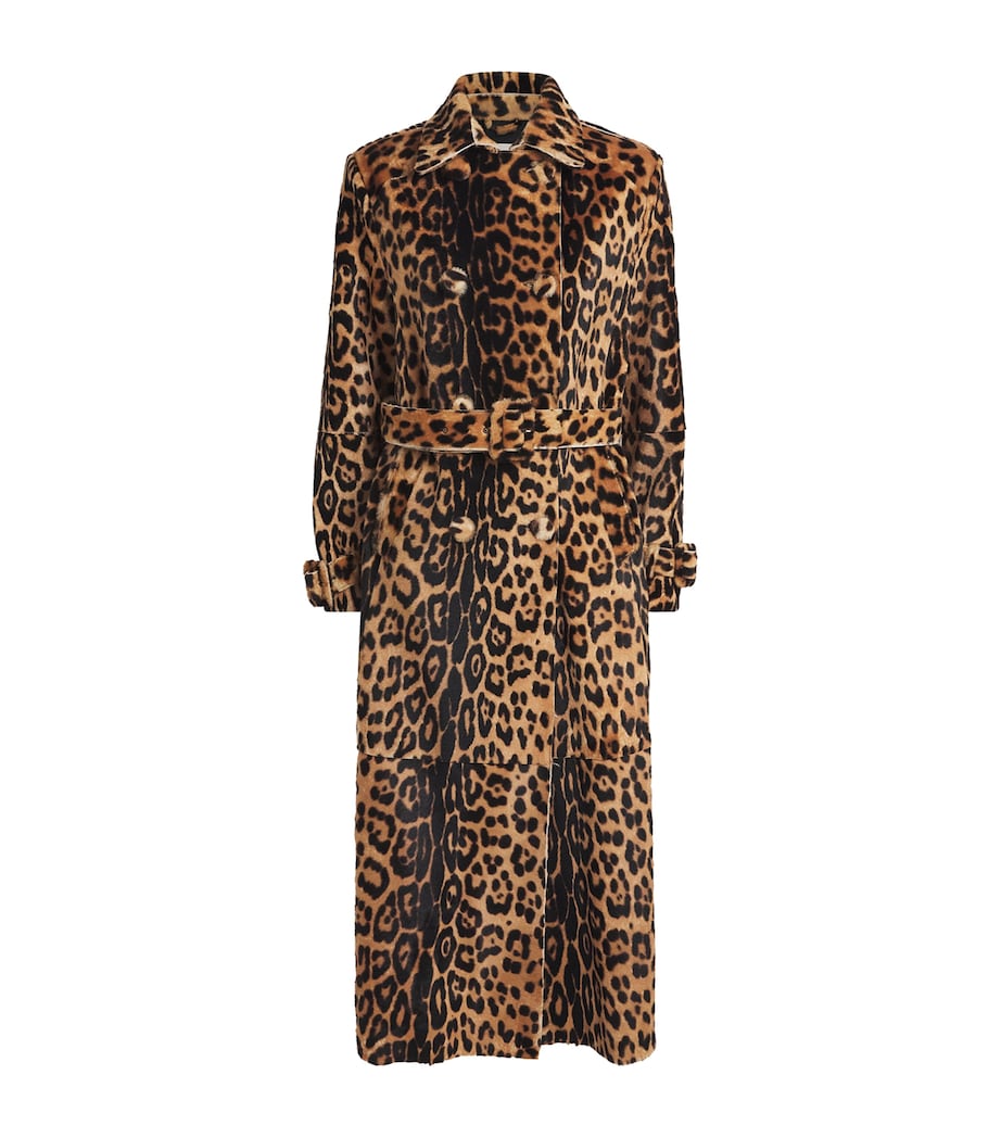 NOUR HAMMOUR Womens Ponyhair Leopard Tate Overcoat Leopard Image 1