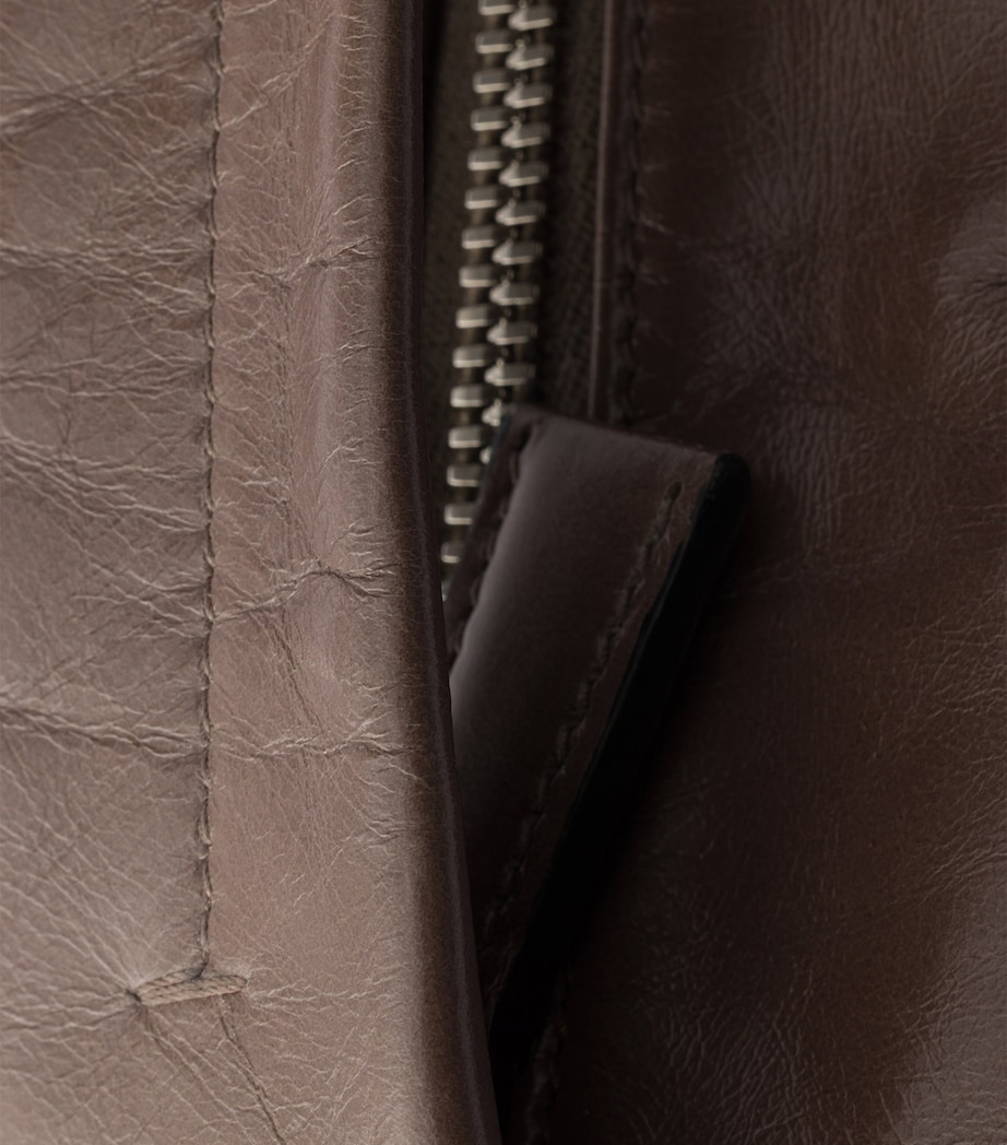 Prada Leather Shoulder Bag Grey Image 8