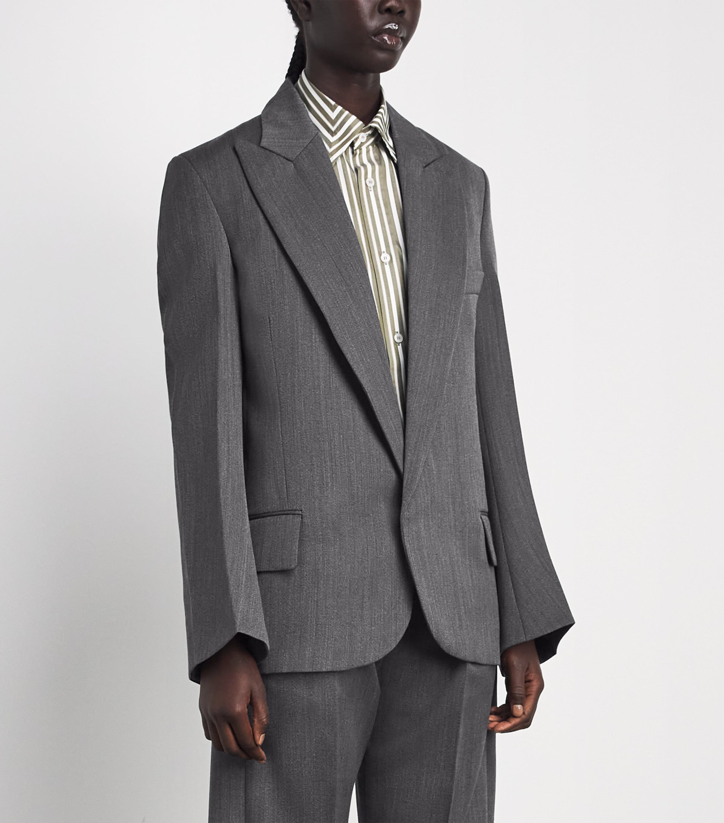 Victoria Beckham Womens Virgin Wool Roberta Blazer Melnge Image 4