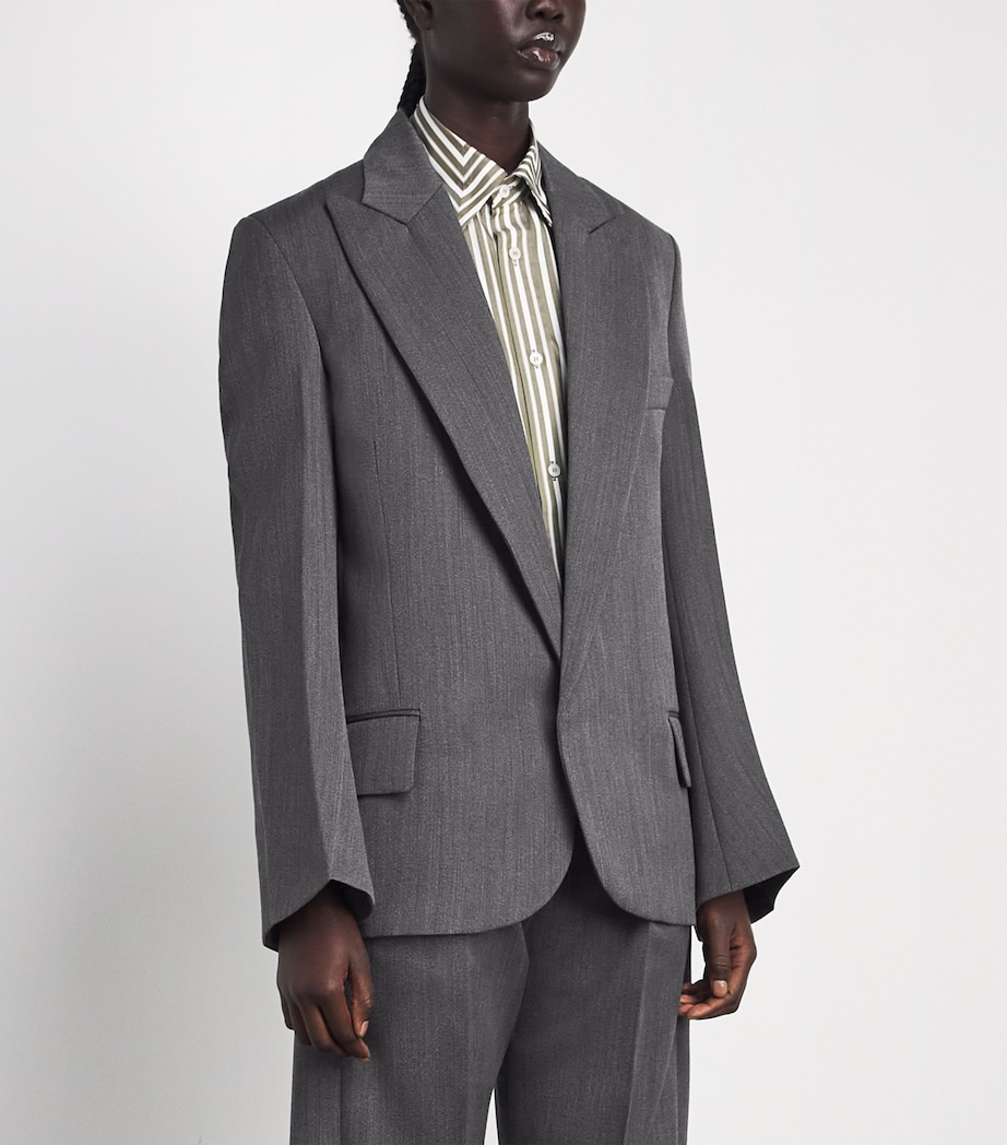Victoria Beckham Womens Virgin Wool Roberta Blazer Melnge Image 4