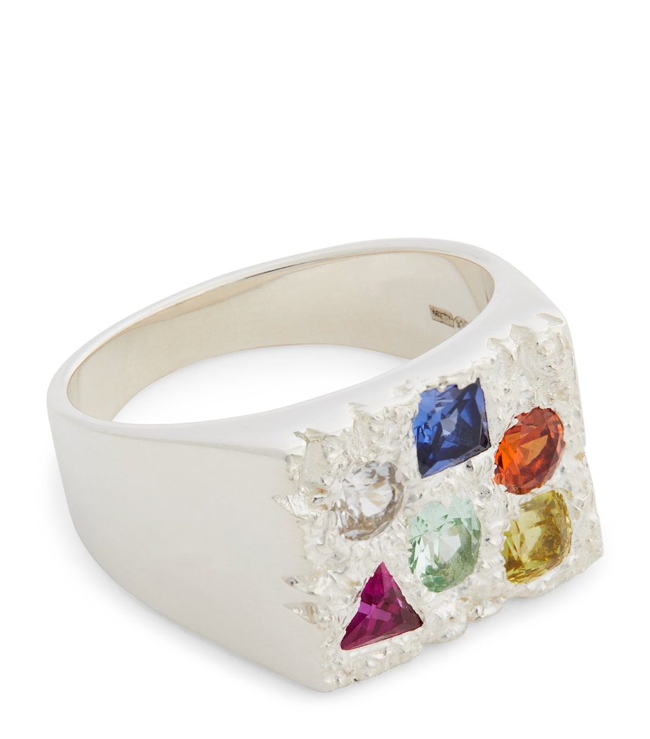 Sterling Silver and Sapphire Cottage Rose Garden Signet Ring SILVER (925) Image 1