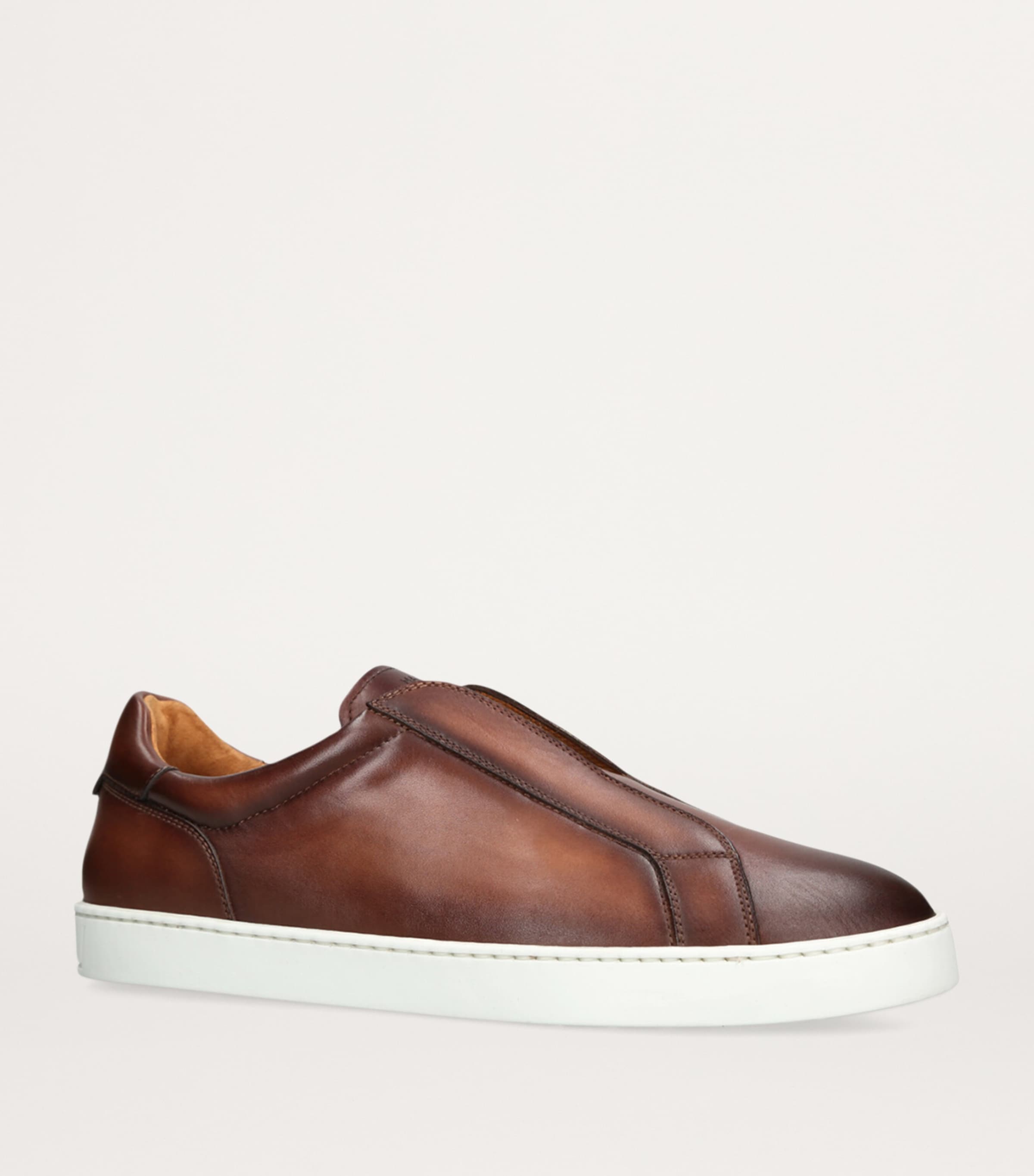 Leather Laceless Sneakers BROWN Image 3