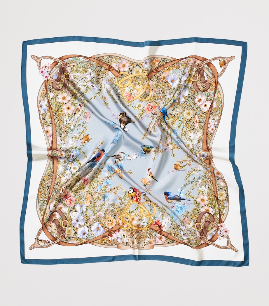 Aspinal Of London Silk Edwardian Garden Scarf Skyblue Image 2