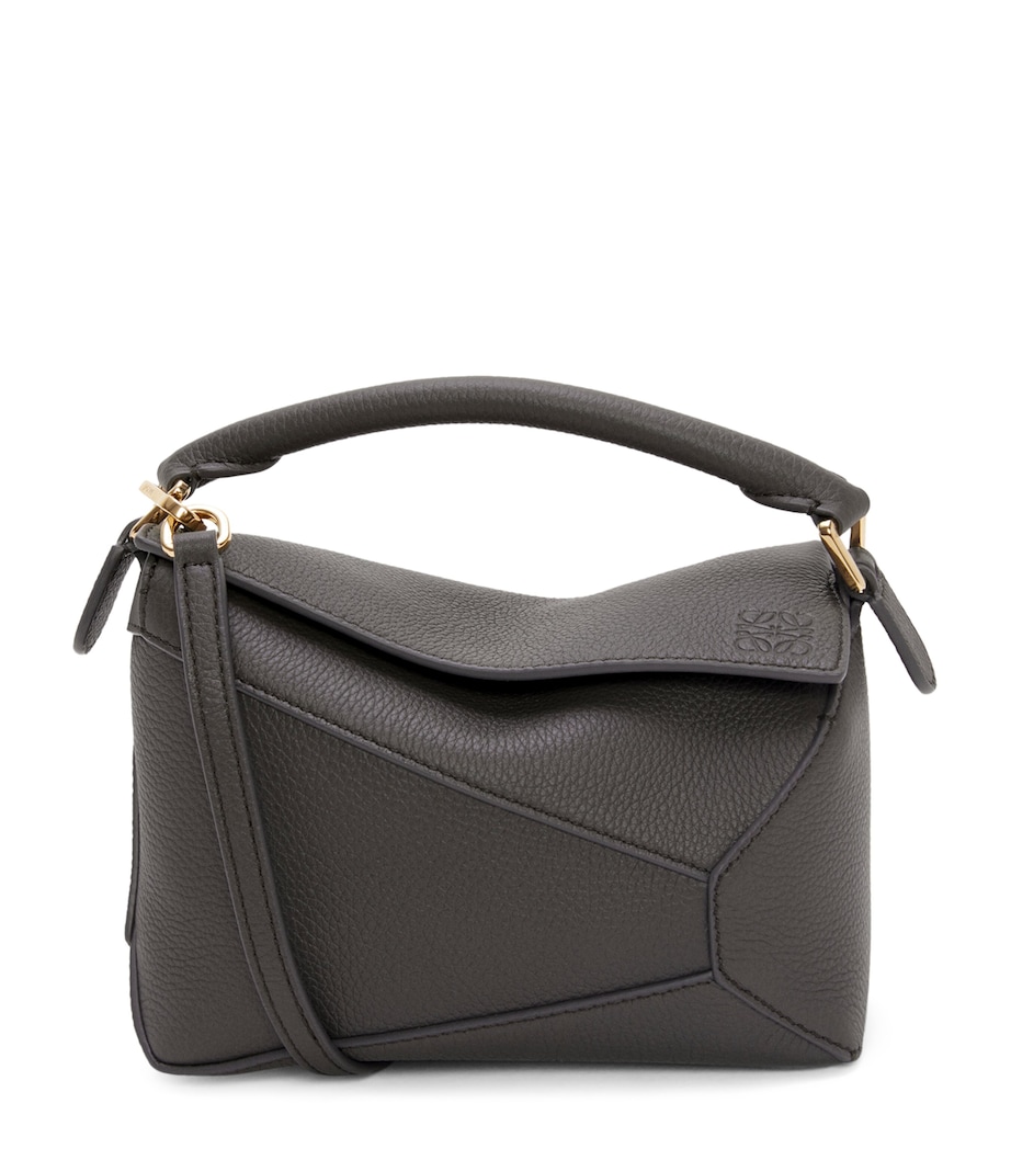 Mini Leather Puzzle Edge Top-Handle Bag DARK GREY Image 1