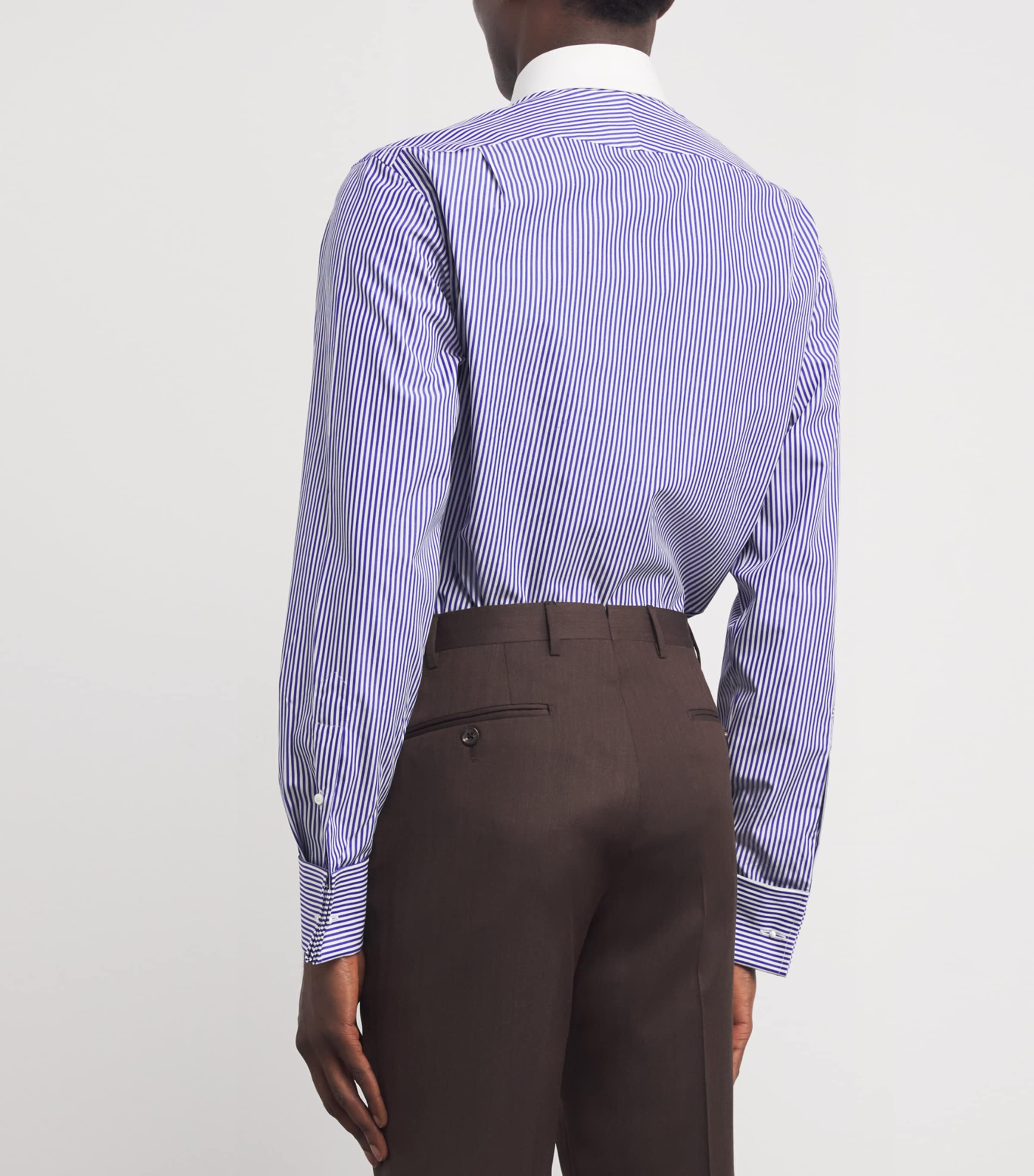 Cotton Bengal-Stripe Dress Shirt BLUE AND WHITE Image 4